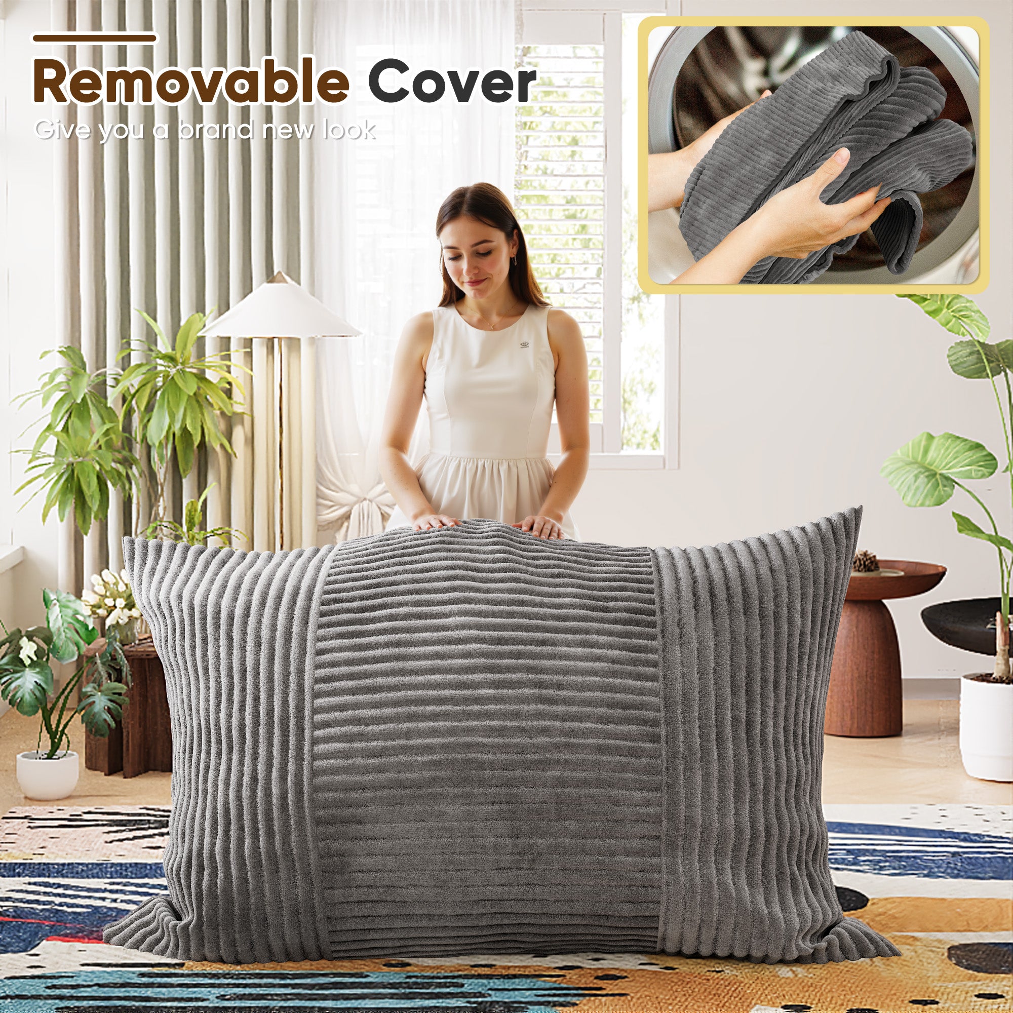 homall-sofa-sitzsack-cord-grau-3-in-1-mit-memory-foam image 4