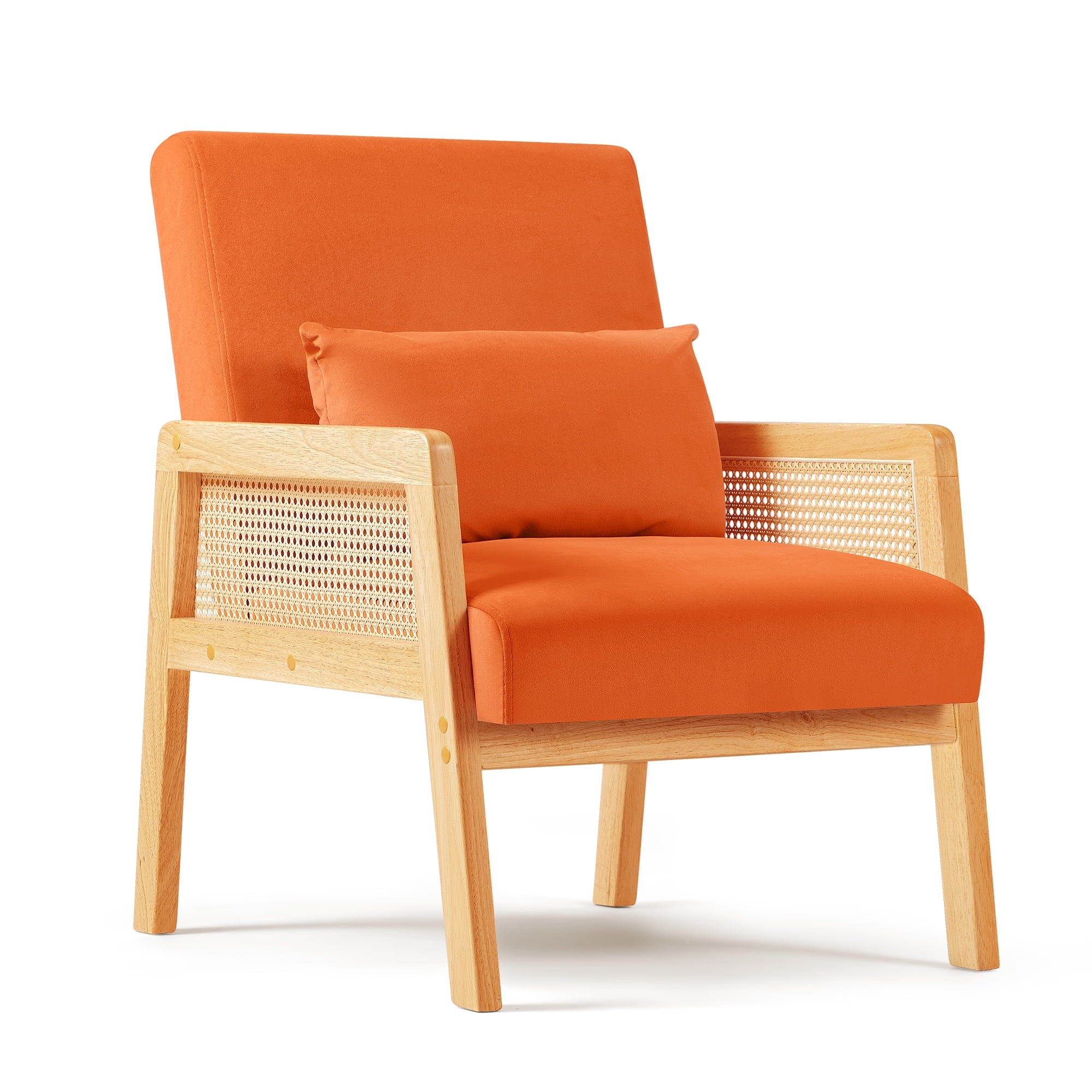 homall-accent-chair-polstersessel-orange-holz-flanell-kissen image 4
