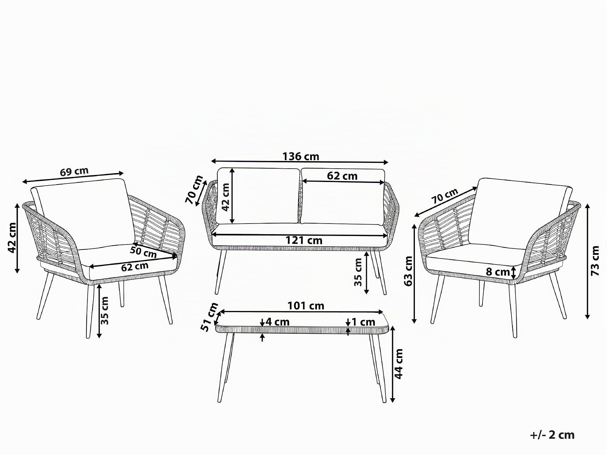 beliani-corinth-ii-gartenset-rattan-grau-4-sitzer image 3