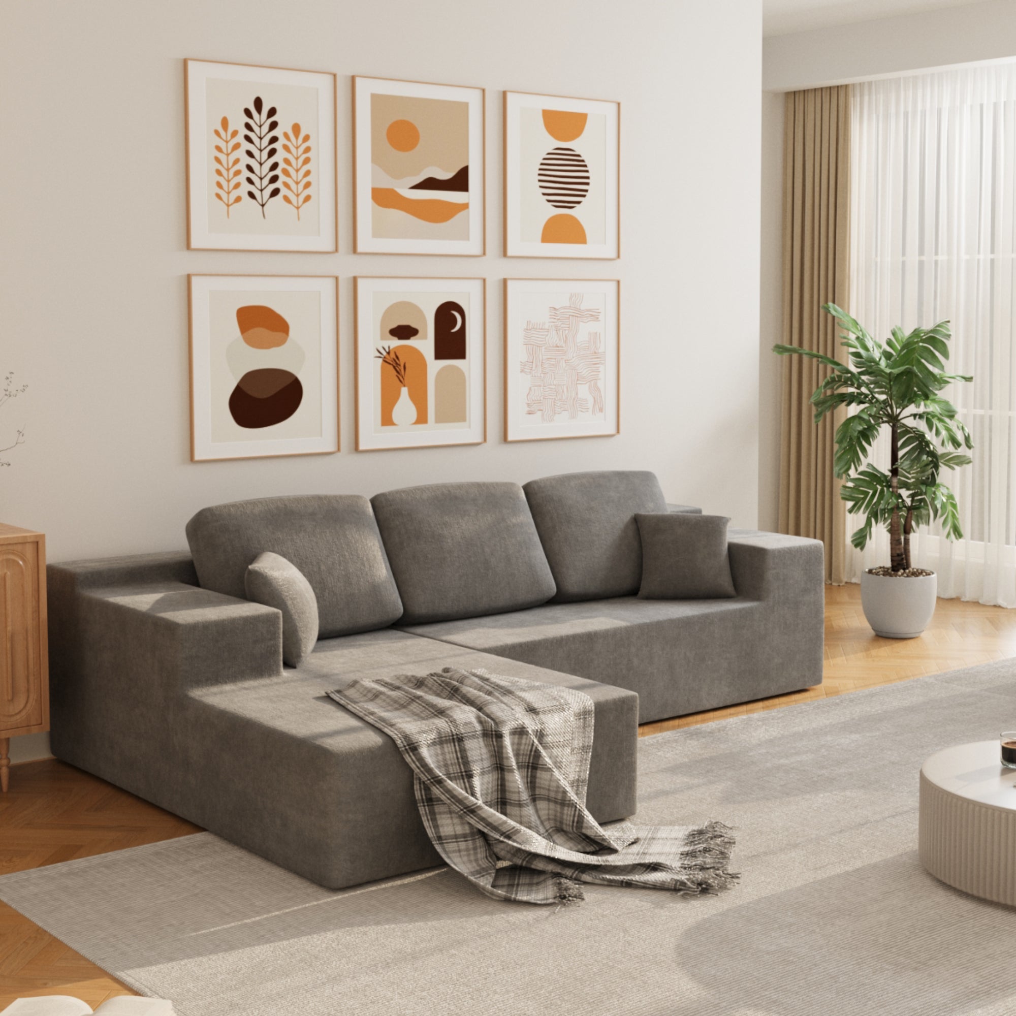 homall-sofa-ecksofa-chenille-beige-l-form-mit-chaiselongue-modular image 4