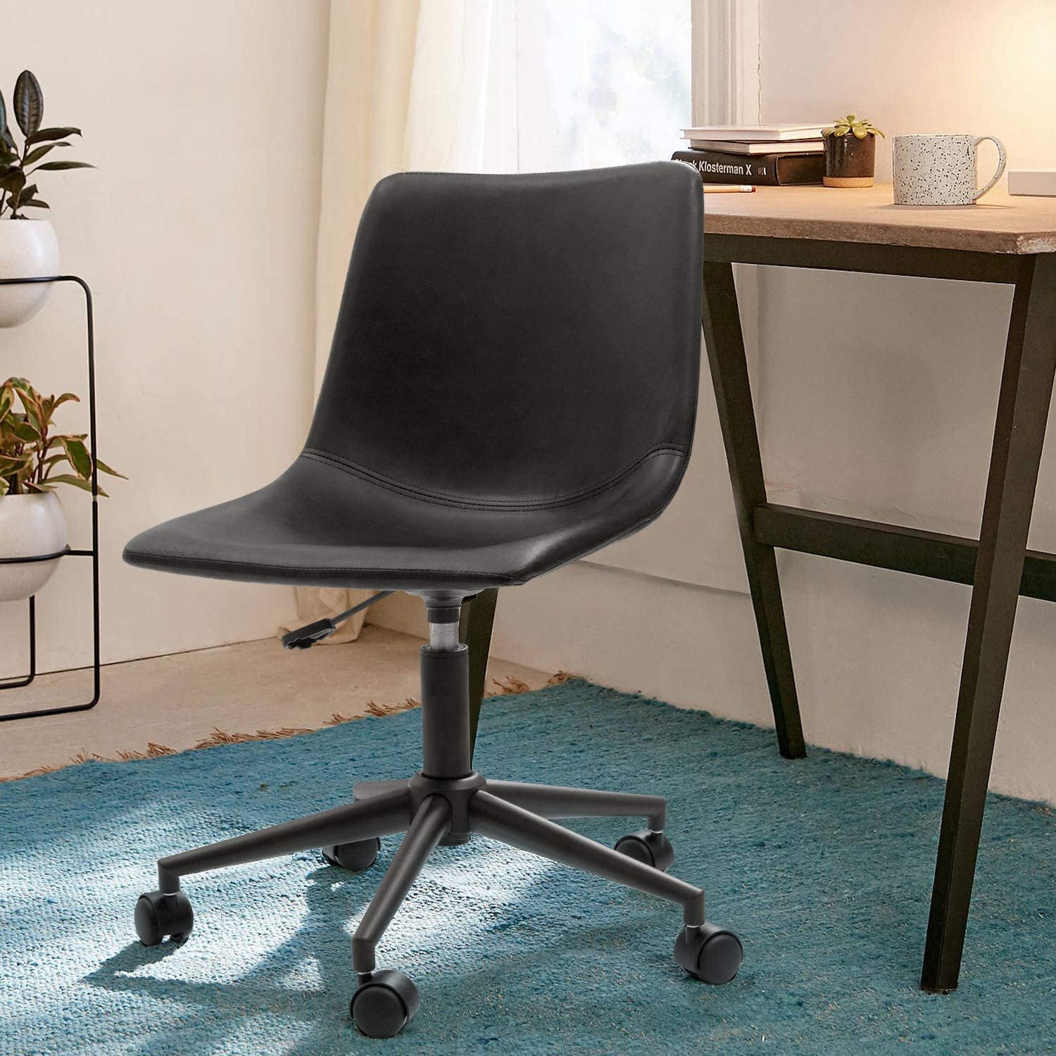homall-office-leather-chair-b-rostuhl-schwarz-ohne-armlehnen image 3