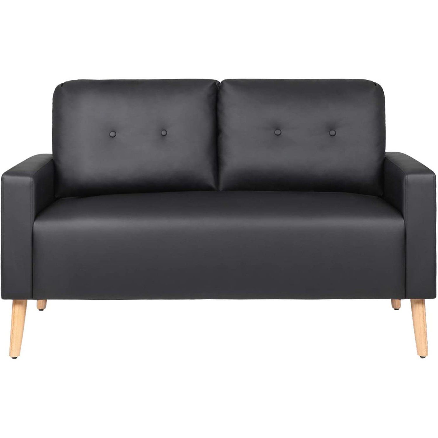 homall-sofa-loveseat-couch-schwarz-kunstleder-holzbeine image 7