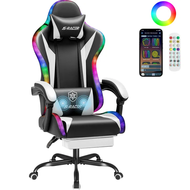 homall-gaming-chair-gaming-stuhl-led-schwarz-mit-fu-st-tze image 1
