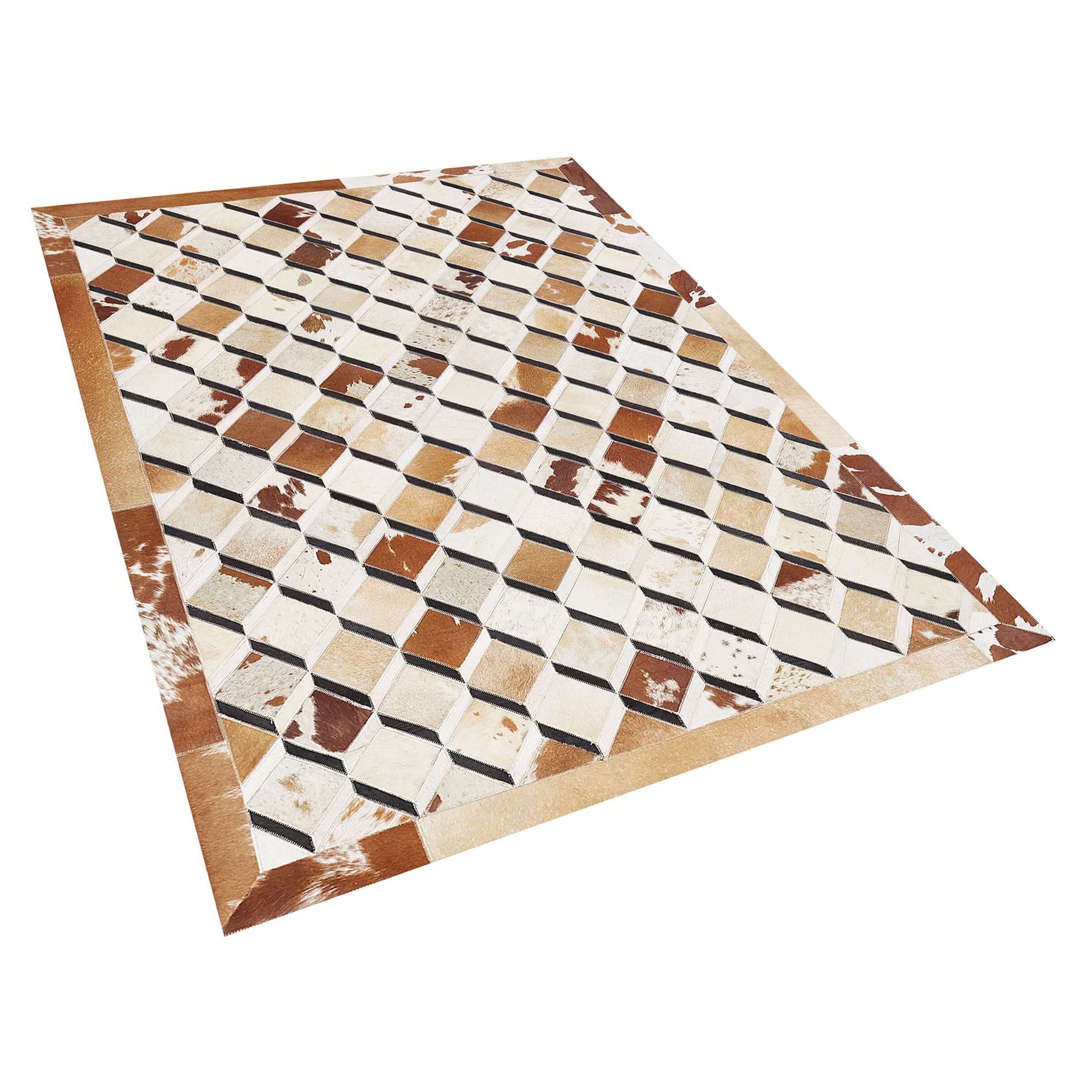 beliani-serinova-kuhfell-teppich-140x200-cm-braun-patchwork image 4