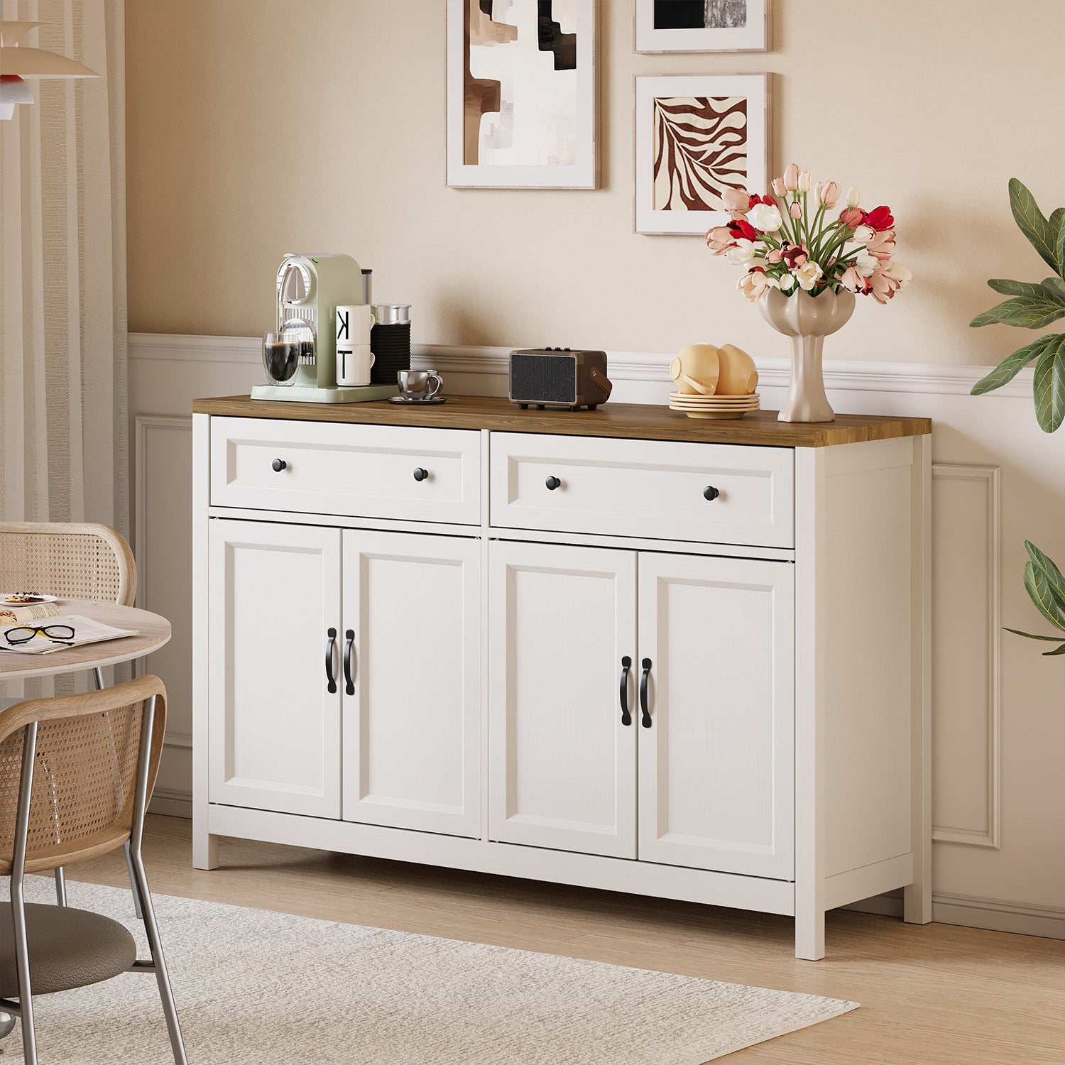 bealife-ap59-k-chenbuffet-sideboard-braun-140x40x90-mit-schubladen image 8