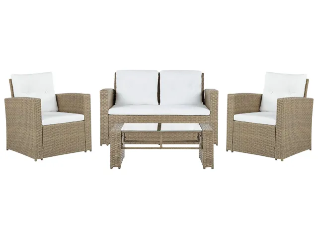 beliani-luca-gartenset-rattan-natur-cremewei-4-personen image 1