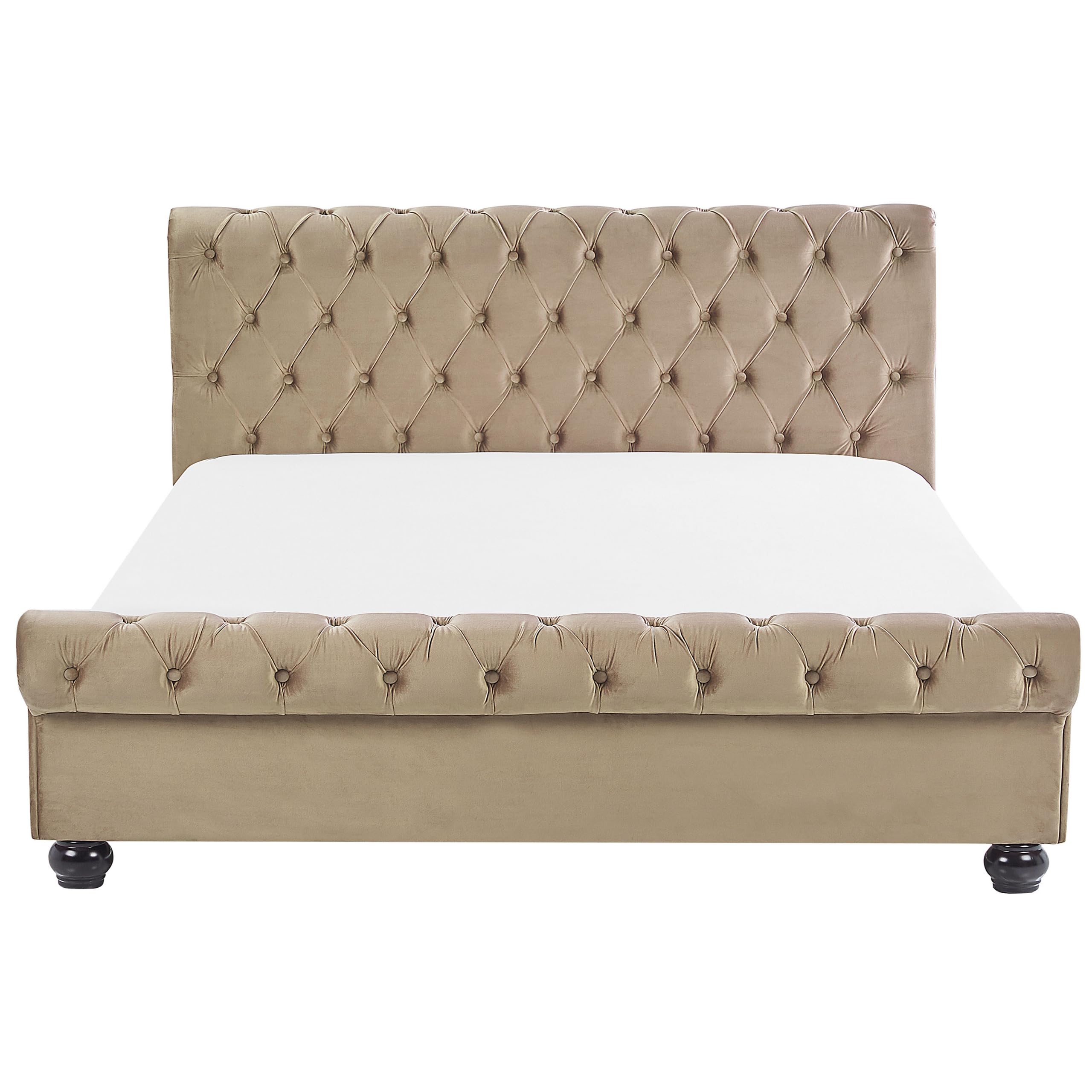 beliani-avallon-samt-bett-160x200-beige-chesterfield image 5