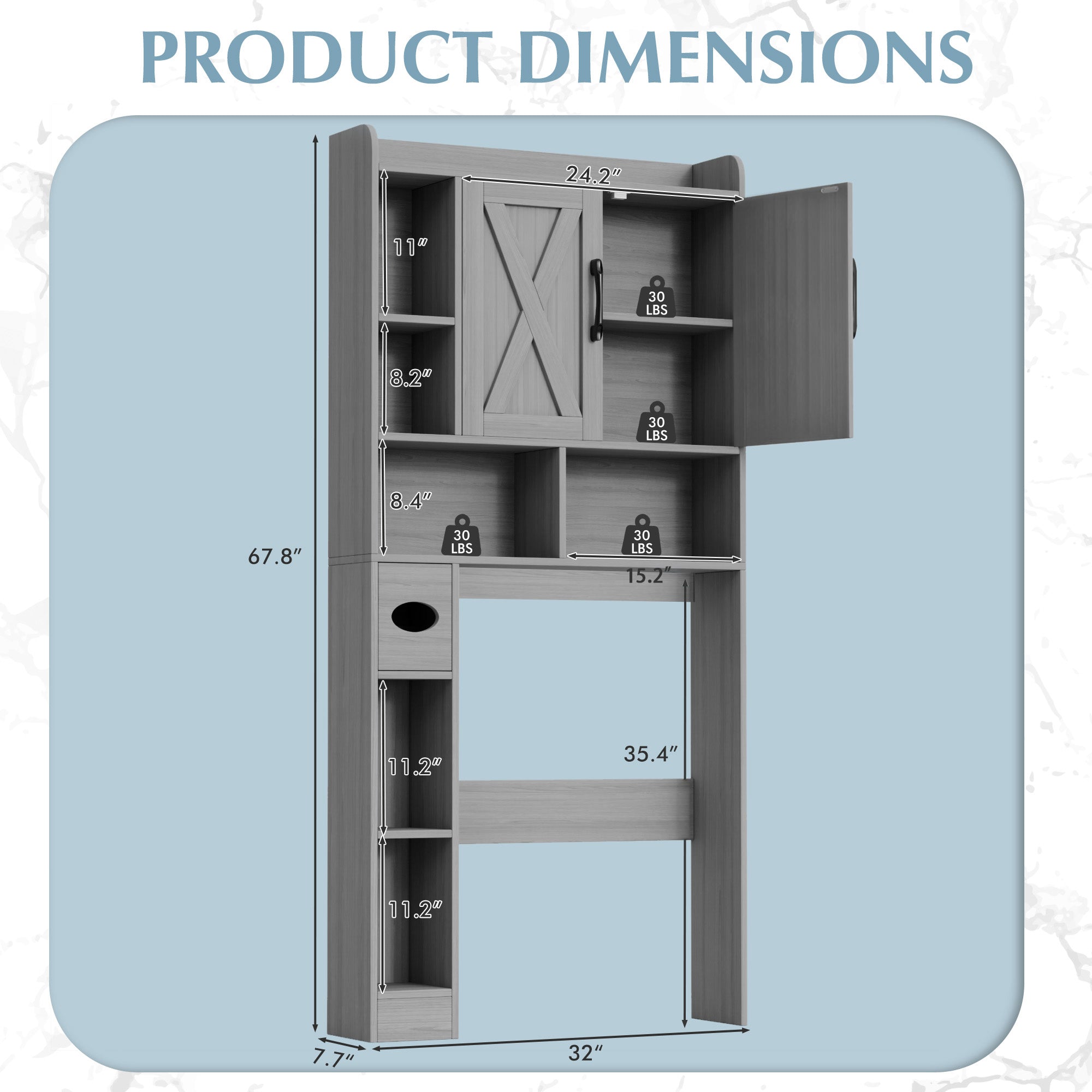 homall-shelf-badregal-ber-wc-grau-mit-schiebet-ren image 2