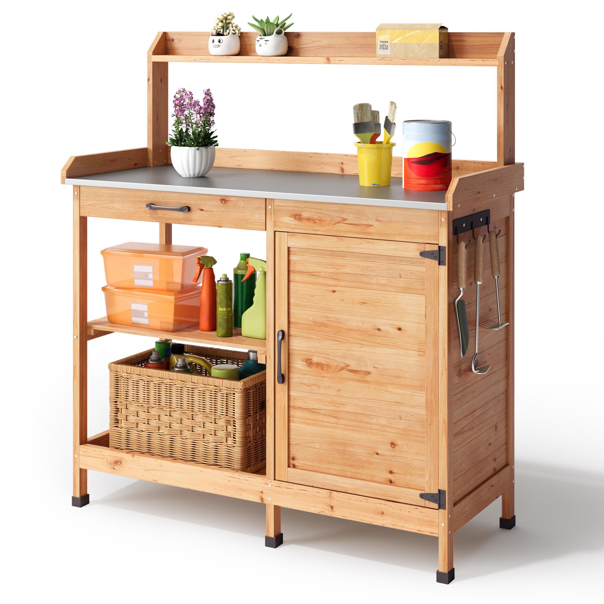 bealife-cc51-gartenschrank-natur-108-cm-pflanztisch-holz image 1