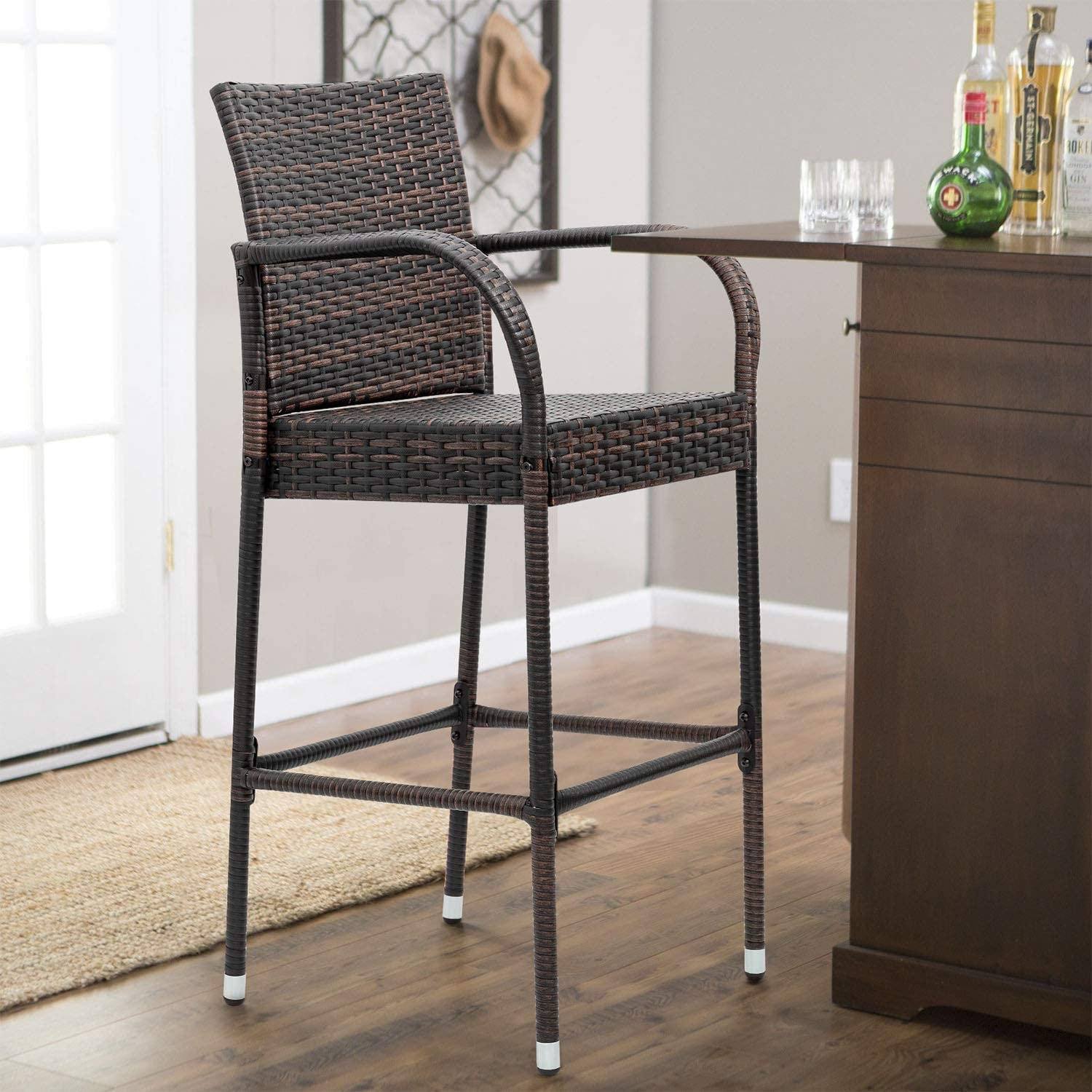 homall-bar-stool-rattan-barhocker-braun-2er-set-fu-st-tze image 2
