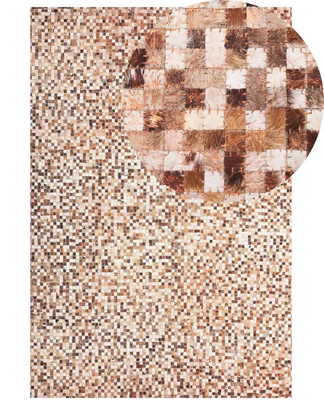 beliani-teppiche-torul-lederteppich-160x230-braun-beige-mosaik image 1