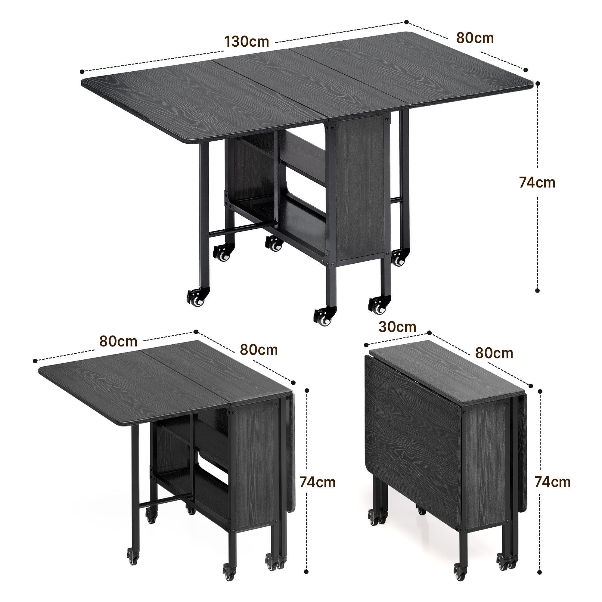 bealife-tb66-esstisch-klappbar-schwarz-130cm-mit-rollen image 4