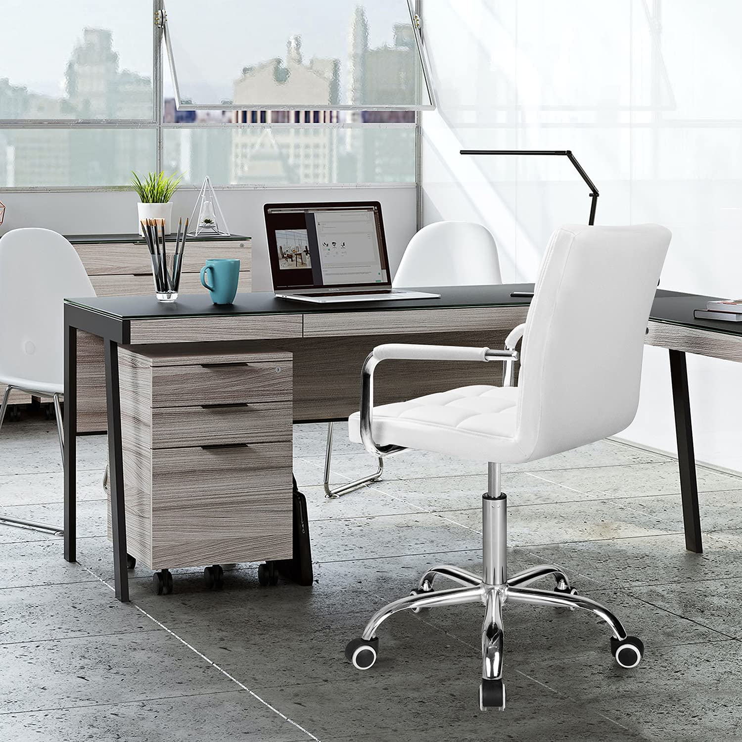 homall-office-leather-chair-b-rostuhl-schwarz-kunstleder-360 image 2