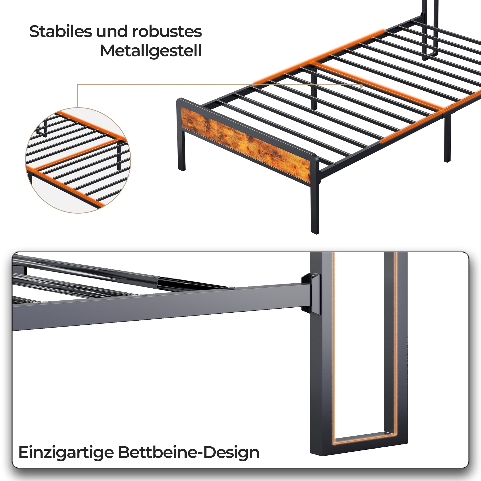 bealife-bf24-einzelbett-metall-90x200-dunkelgrau-mit-ablage image 5