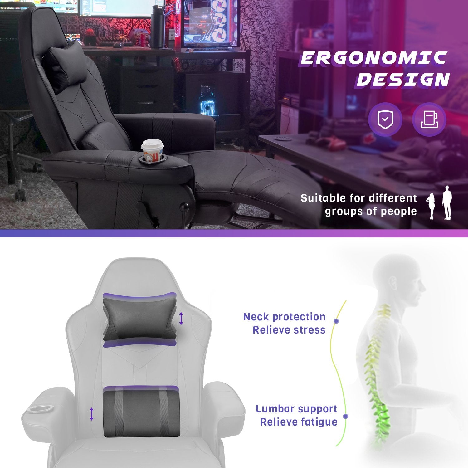 homall-gaming-recliner-sessel-kunstleder-schwarz-mit-fu-teil image 4