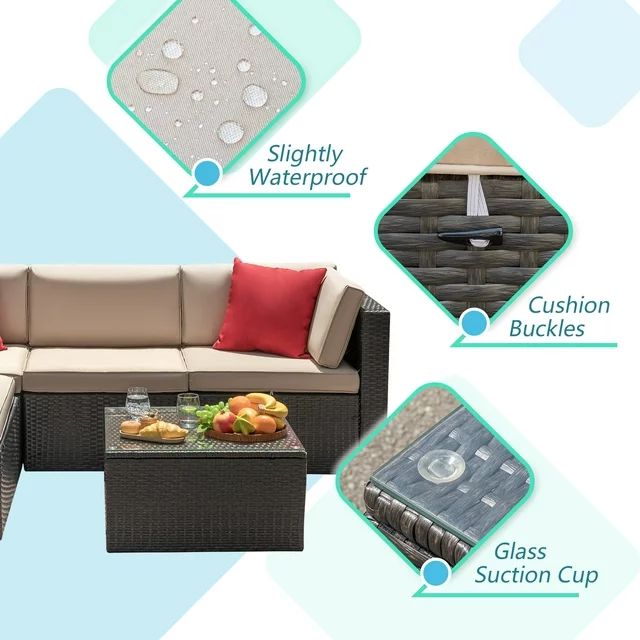 homall-patio-rattan-lounge-set-beige-4-teilig-mit-tisch image 6