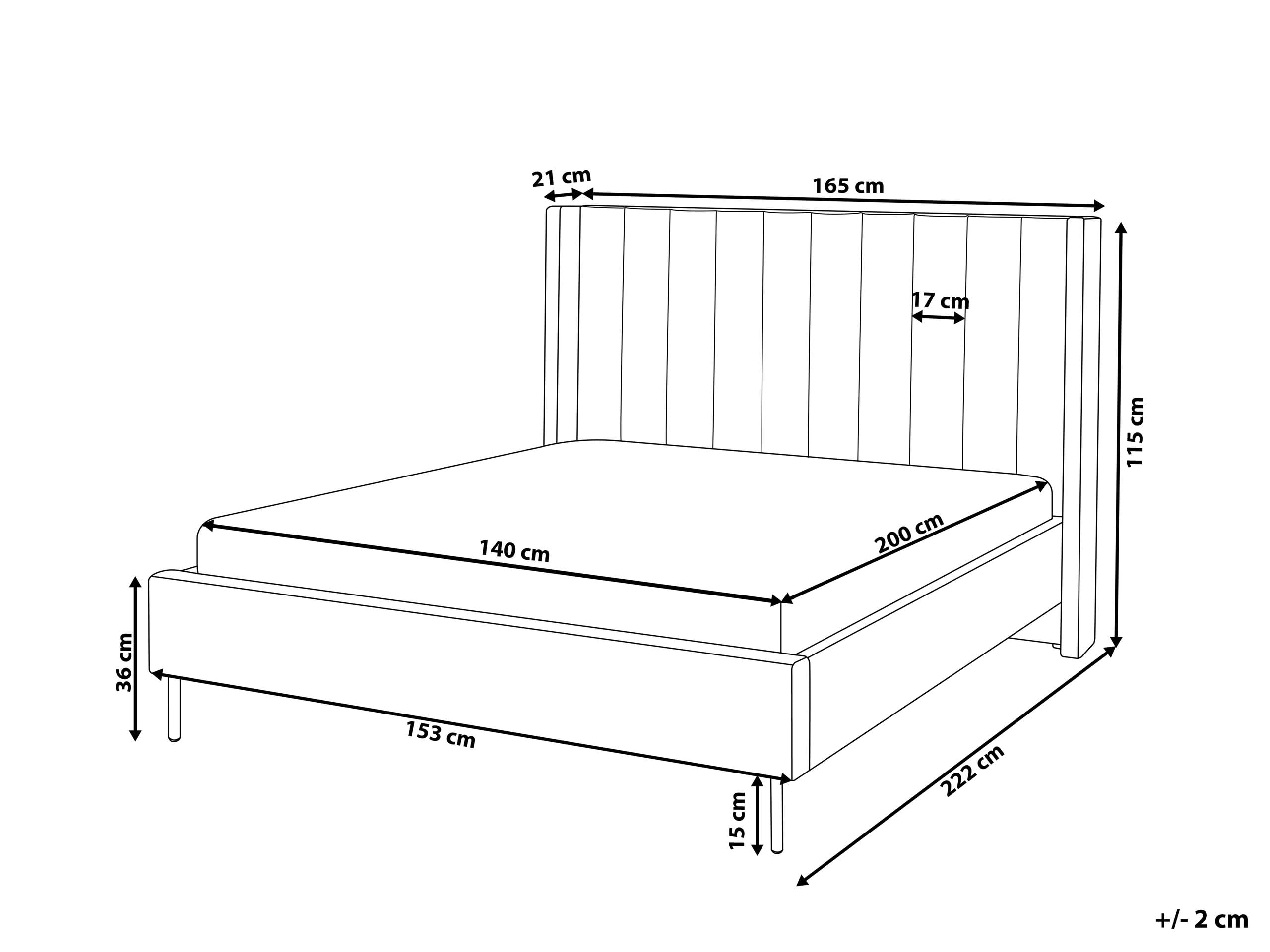 beliani-villette-samtbett-140x200-beige-hohes-kopfteil image 3