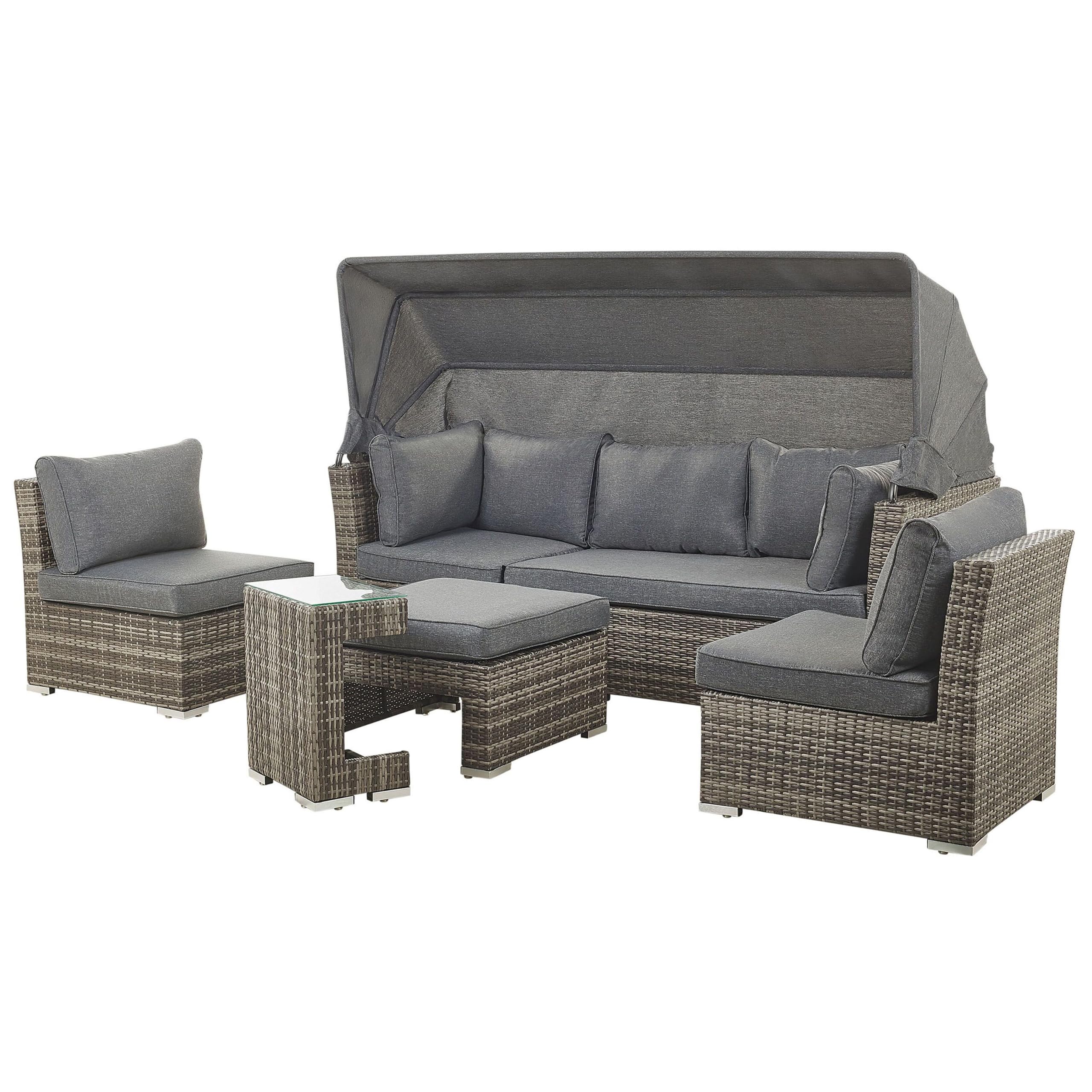 beliani-corte-loungeset-5-teilig-braun-grau-polyrattan-glas image 4