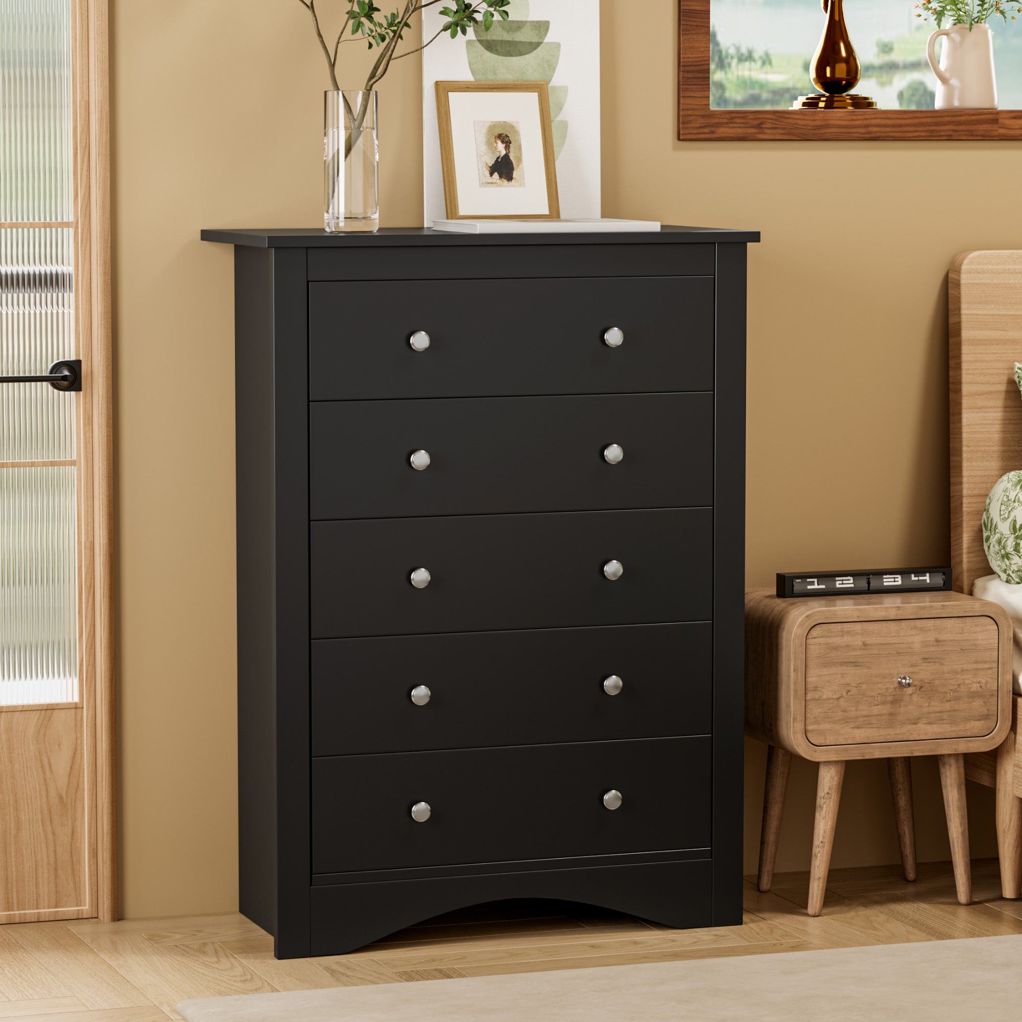 homall-bedroom-kommode-5-schubladen-wei-mit-kippschutz image 3