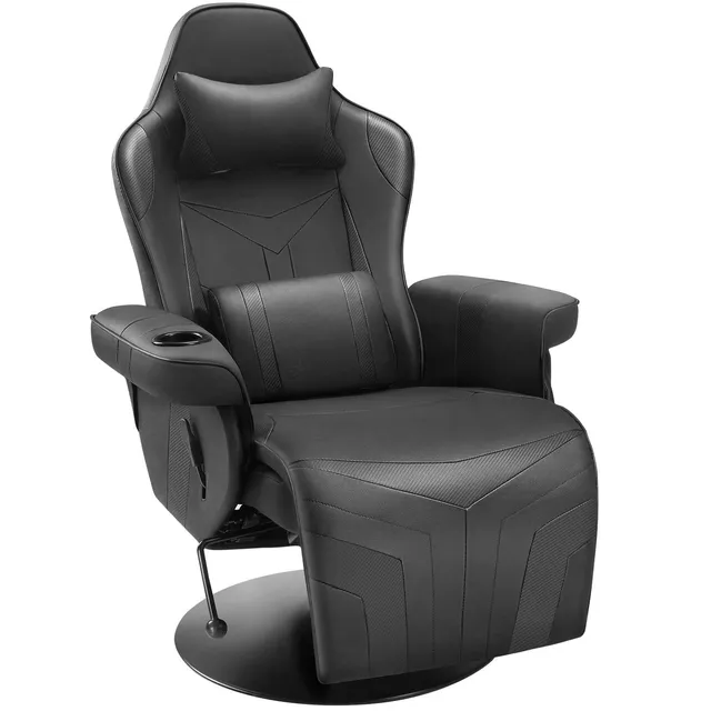 homall-gaming-recliner-sessel-kunstleder-schwarz-mit-fu-teil image 1
