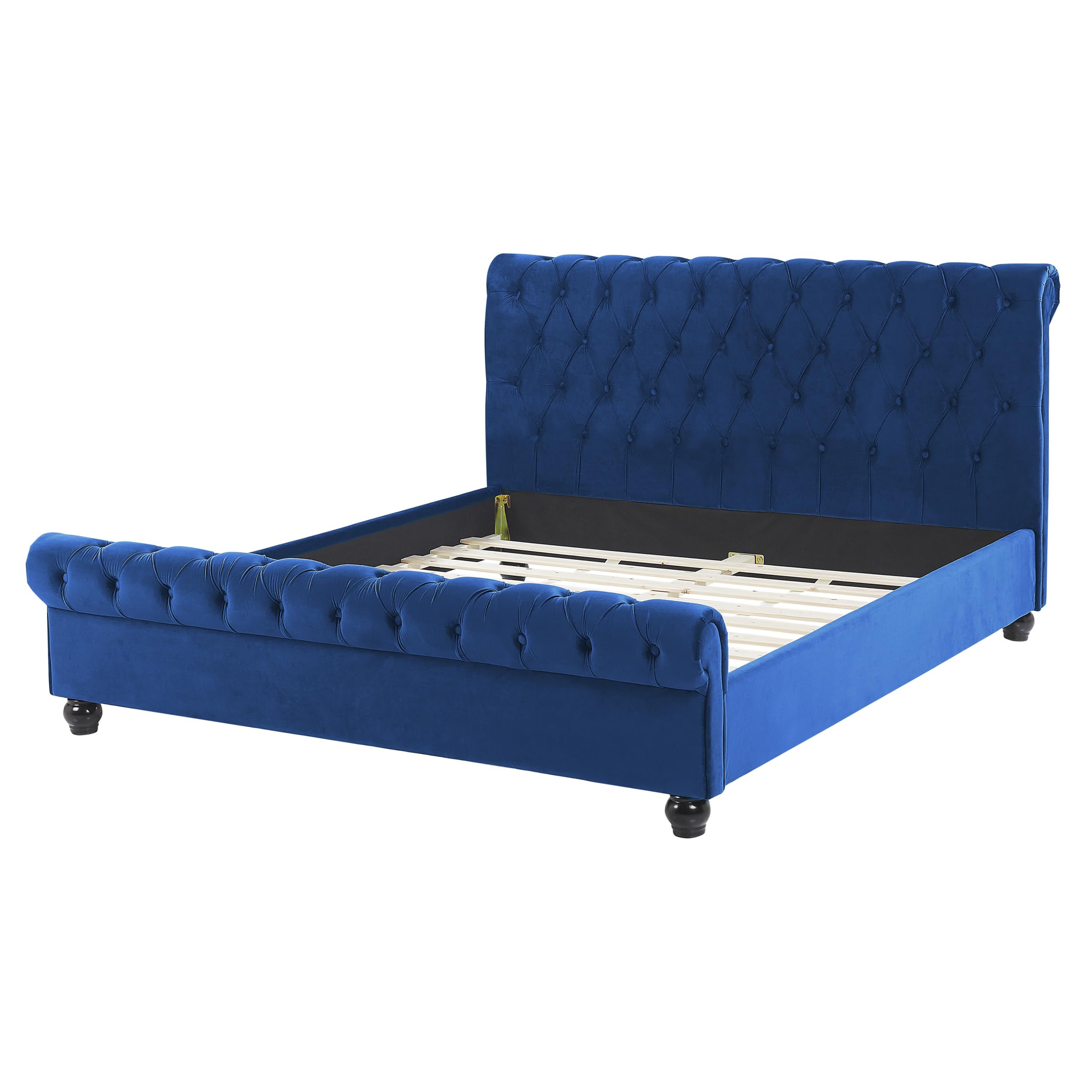 beliani-doppelbett-160x200-samt-blau-mit-lattenrost image 5