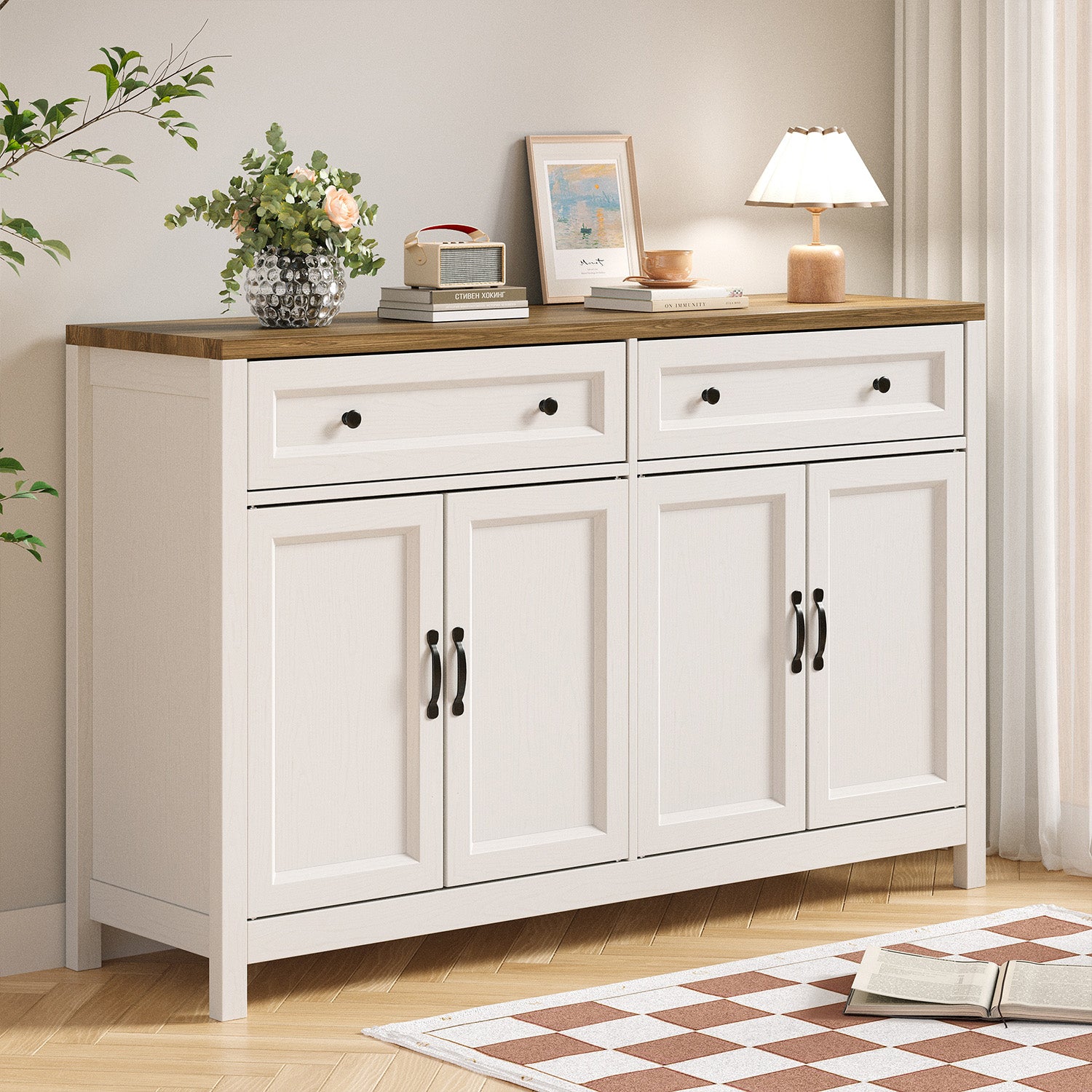 bealife-ap59-k-chenbuffet-sideboard-braun-140x40x90-mit-schubladen image 2