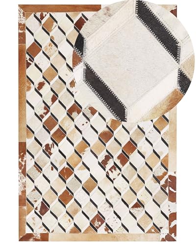 beliani-serinova-kuhfell-teppich-160x230-cm-braun-patchwork image 8