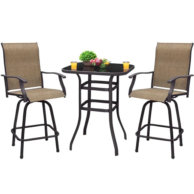 homall-bar-set-3-tlg-beige-glastisch-textilene-balkon image 1