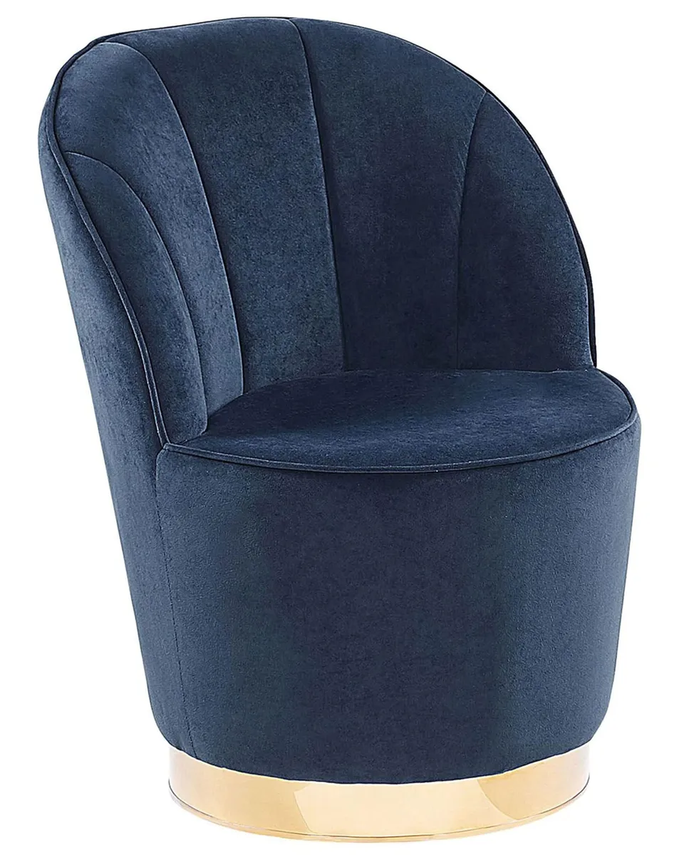 beliani-alby-sessel-samt-dunkelblau-goldgestell image 1