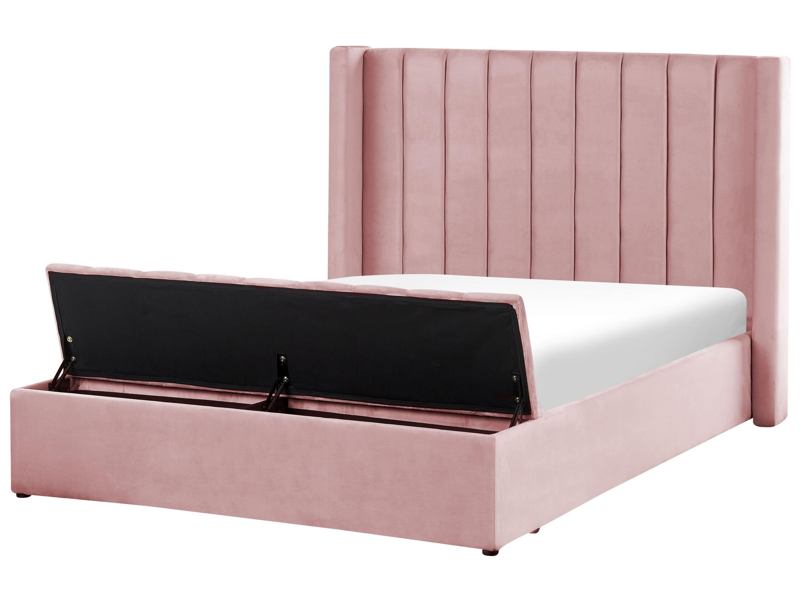 beliani-noyers-samtbett-140-x-200-rosa-mit-stauraum image 1