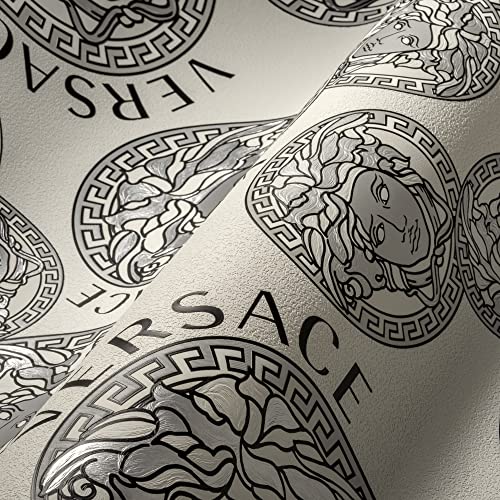 versace-wallpaper-386102-vliestapete-wei-silber-logo image 4