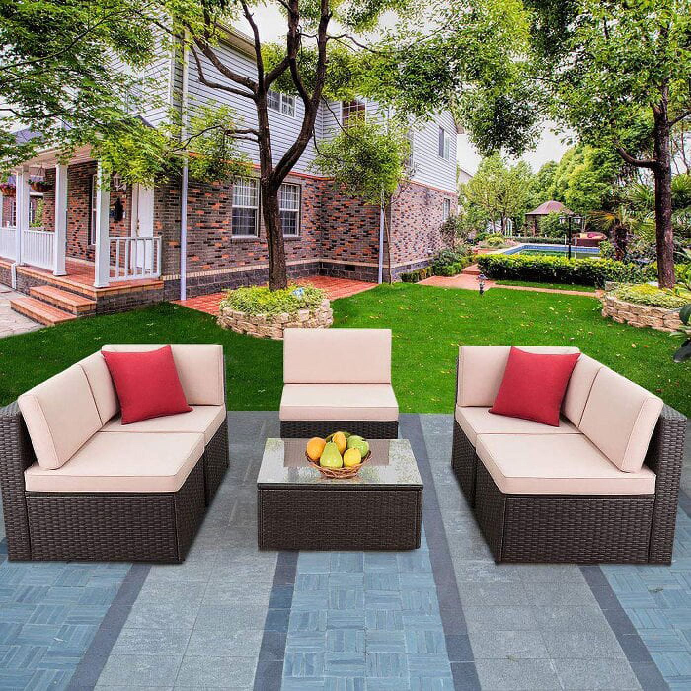 homall-patio-furniture-rattan-lounge-6-teilig-beige-mit-tisch image 6