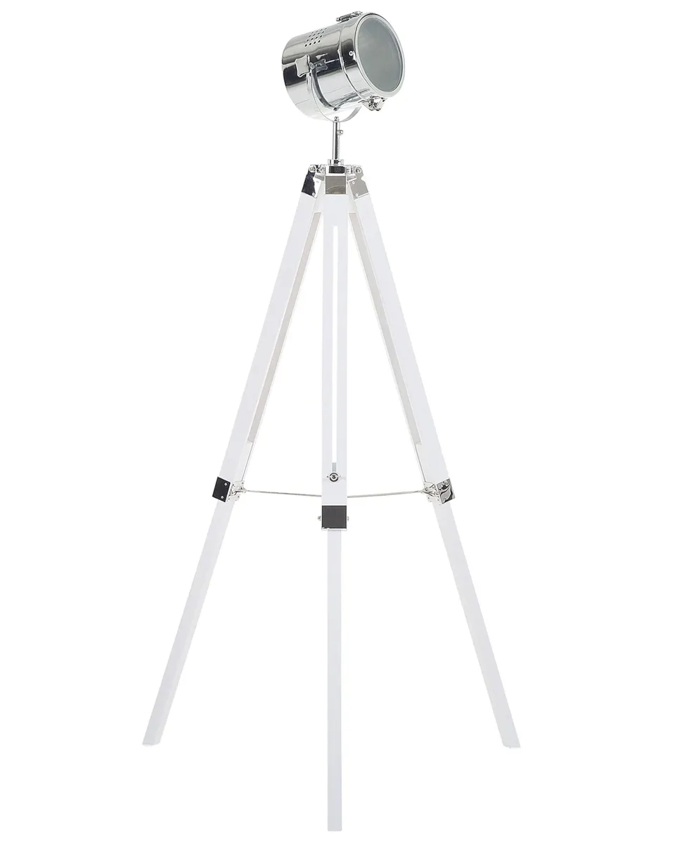 beliani-alzette-stehleuchte-wei-metall-stativ-e14-verstellbar image 1