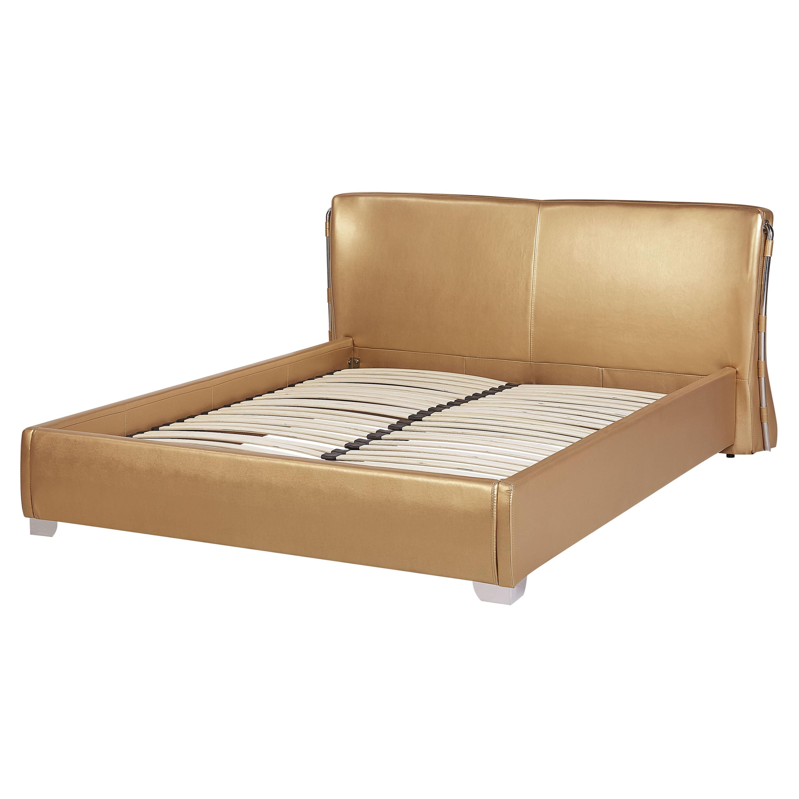 beliani-paris-lederbett-160x200-gold-echtleder-mit-led-beleuchtung image 5