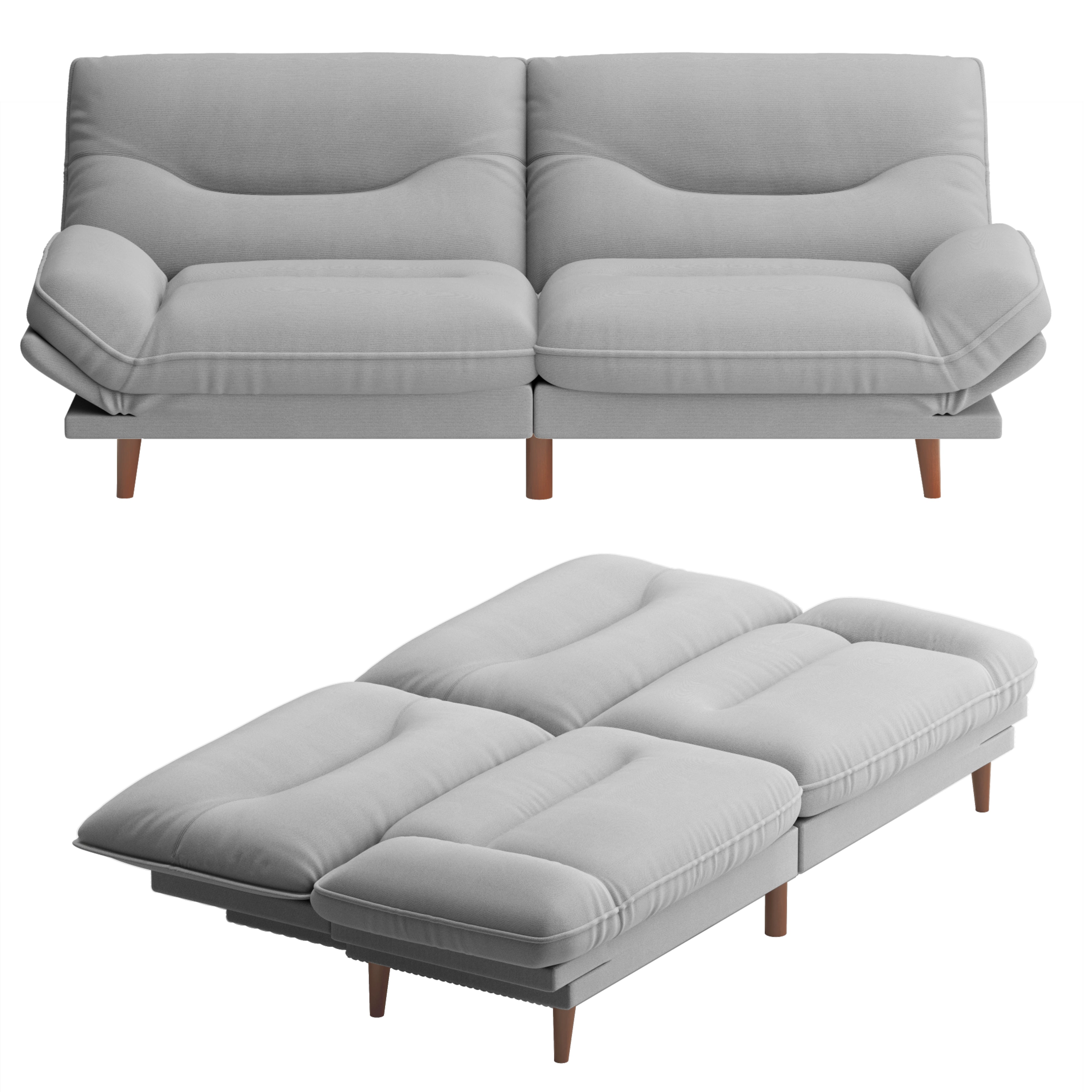 homall-sofa-futon-schlafsofa-grau-stoff-verstellbar image 3