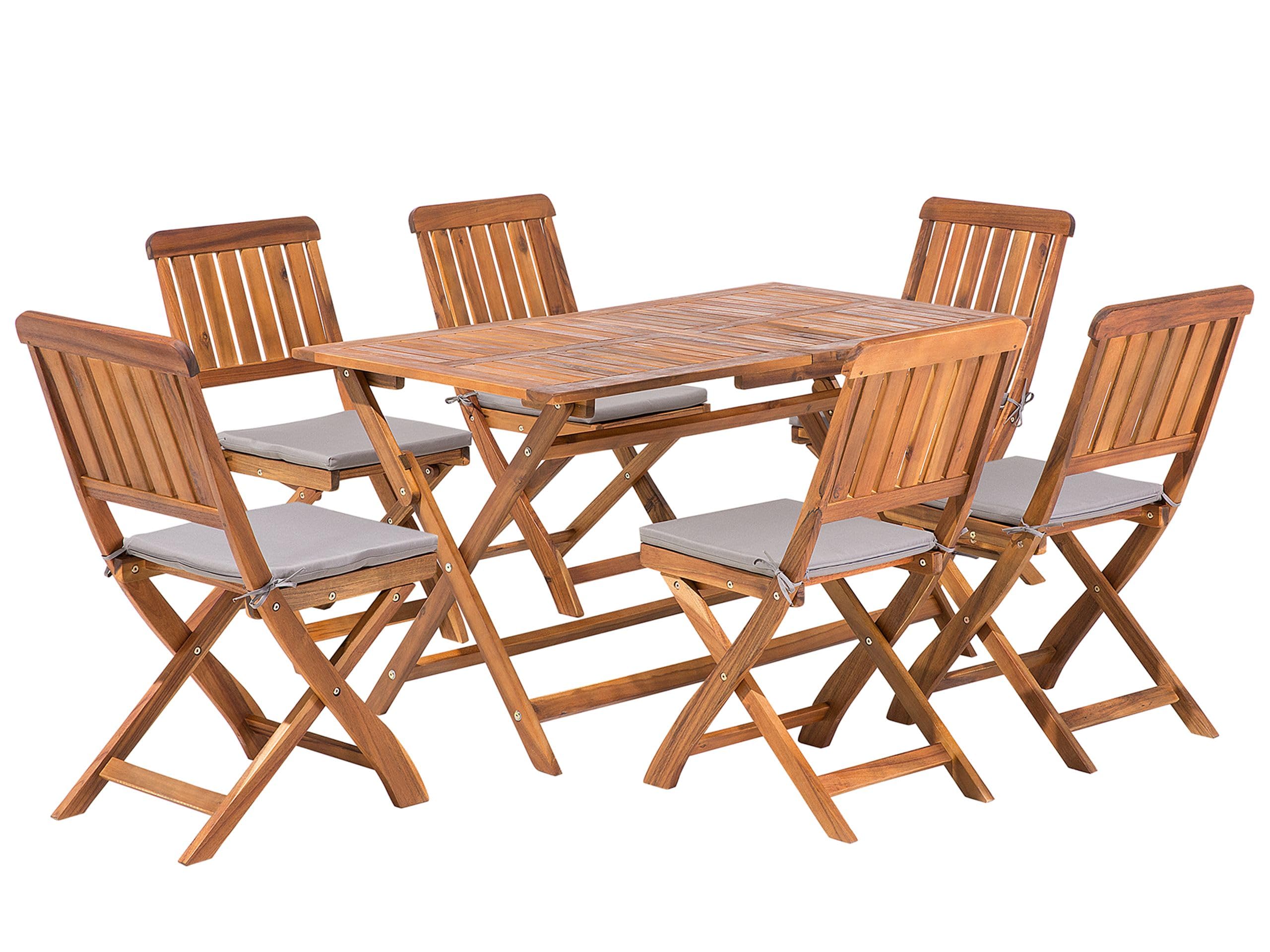 beliani-cento-gartentisch-set-akazienholz-6-st-hle-grau image 1