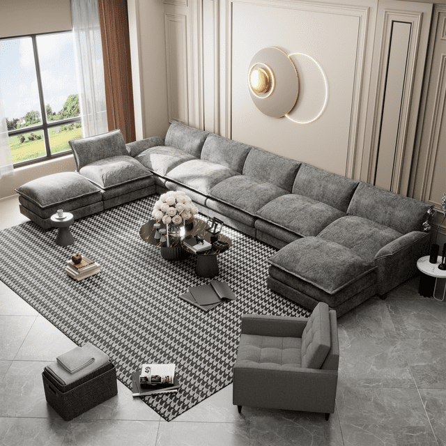 homall-sofa-u-form-wohnlandschaft-grau-8-sitzer-modular-chenille image 4