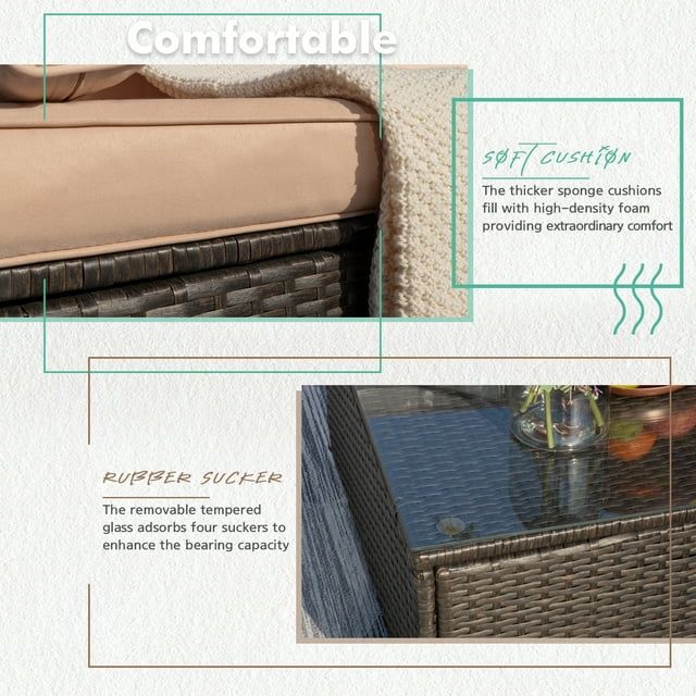 homall-patio-furniture-lounge-set-6-tlg-rattan-gartensofa-beige image 5