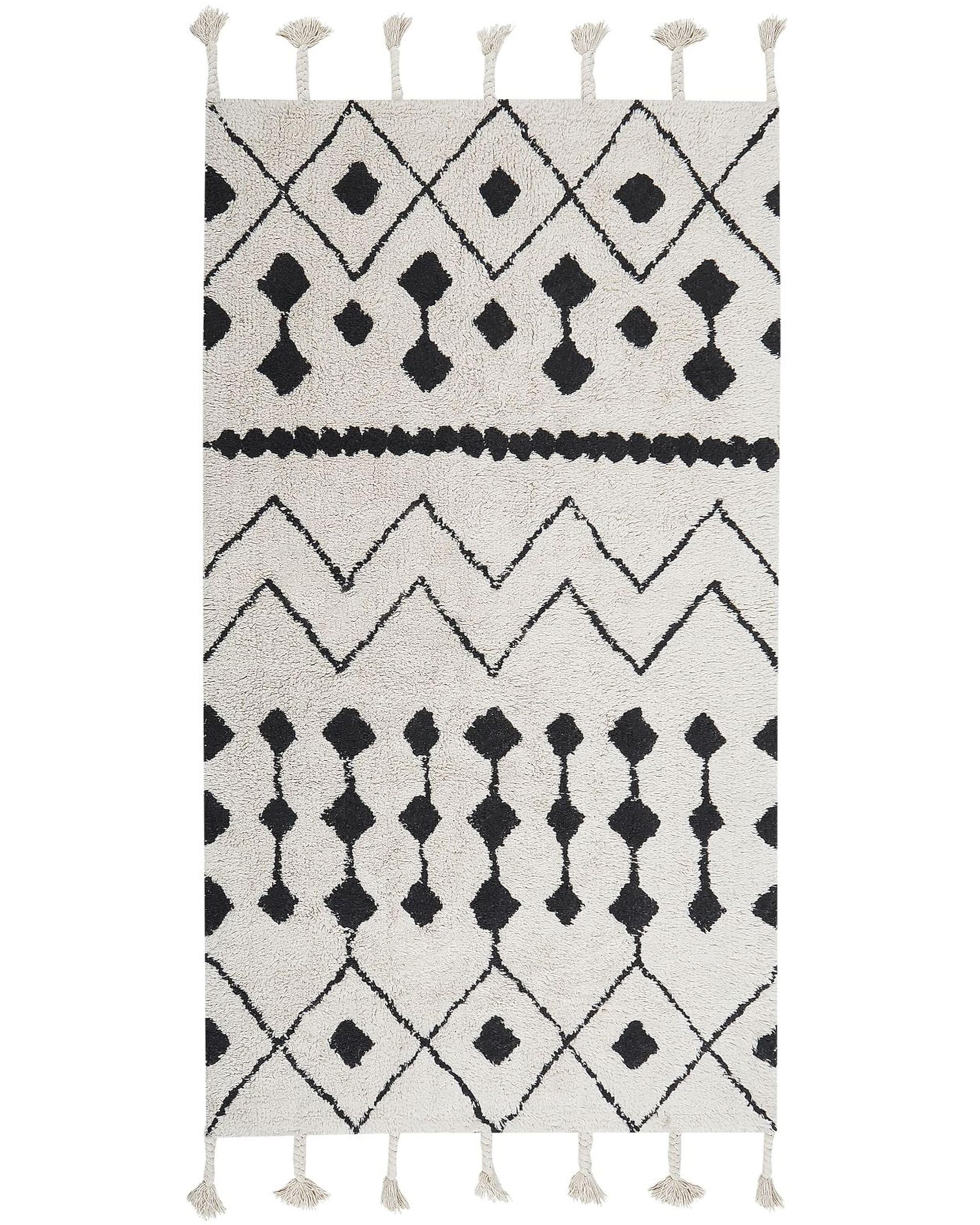 beliani-khemisset-teppich-140x200-wei-schwarz-baumwolle image 8