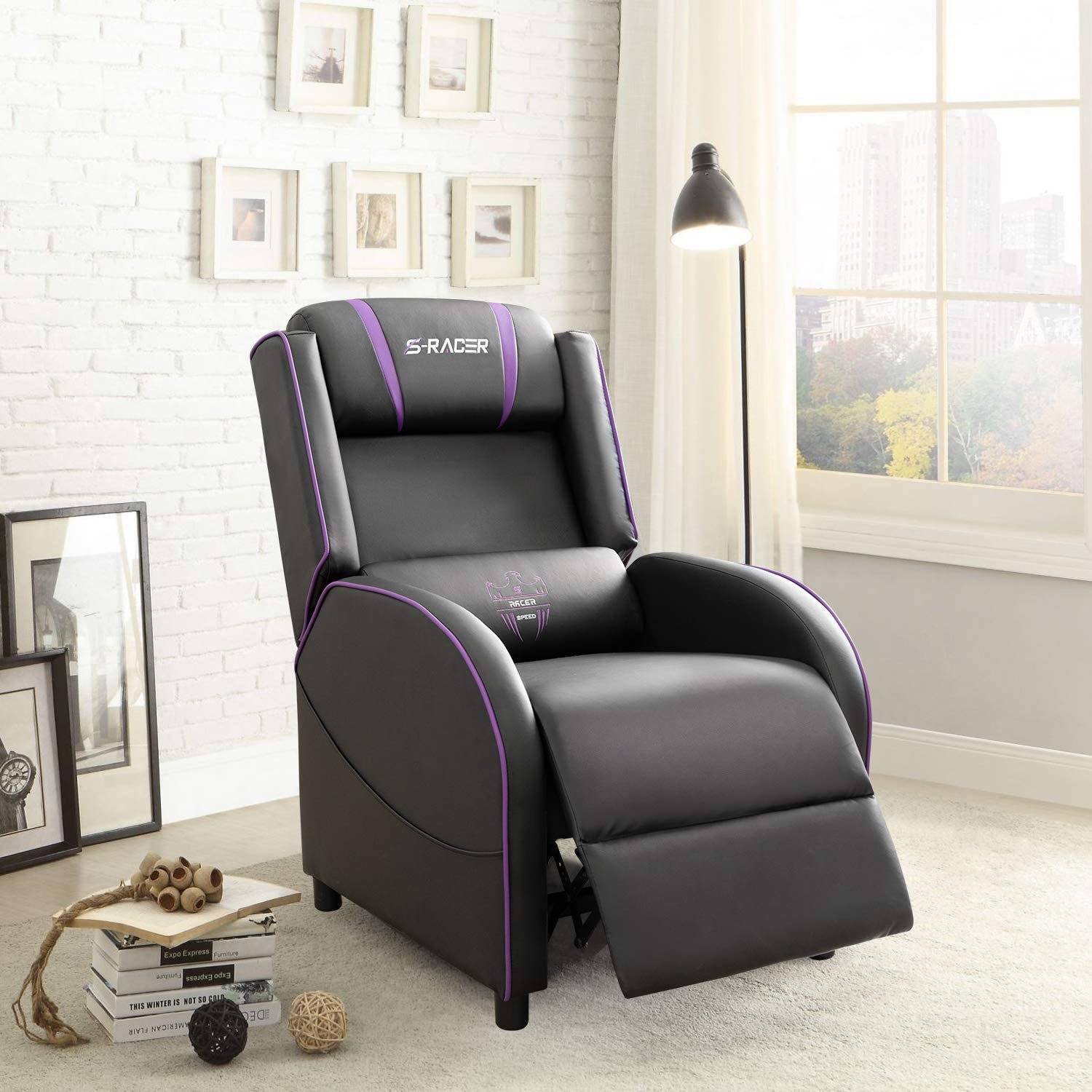 homall-gaming-recliner-gaming-sessel-blau-aus-kunstleder image 4