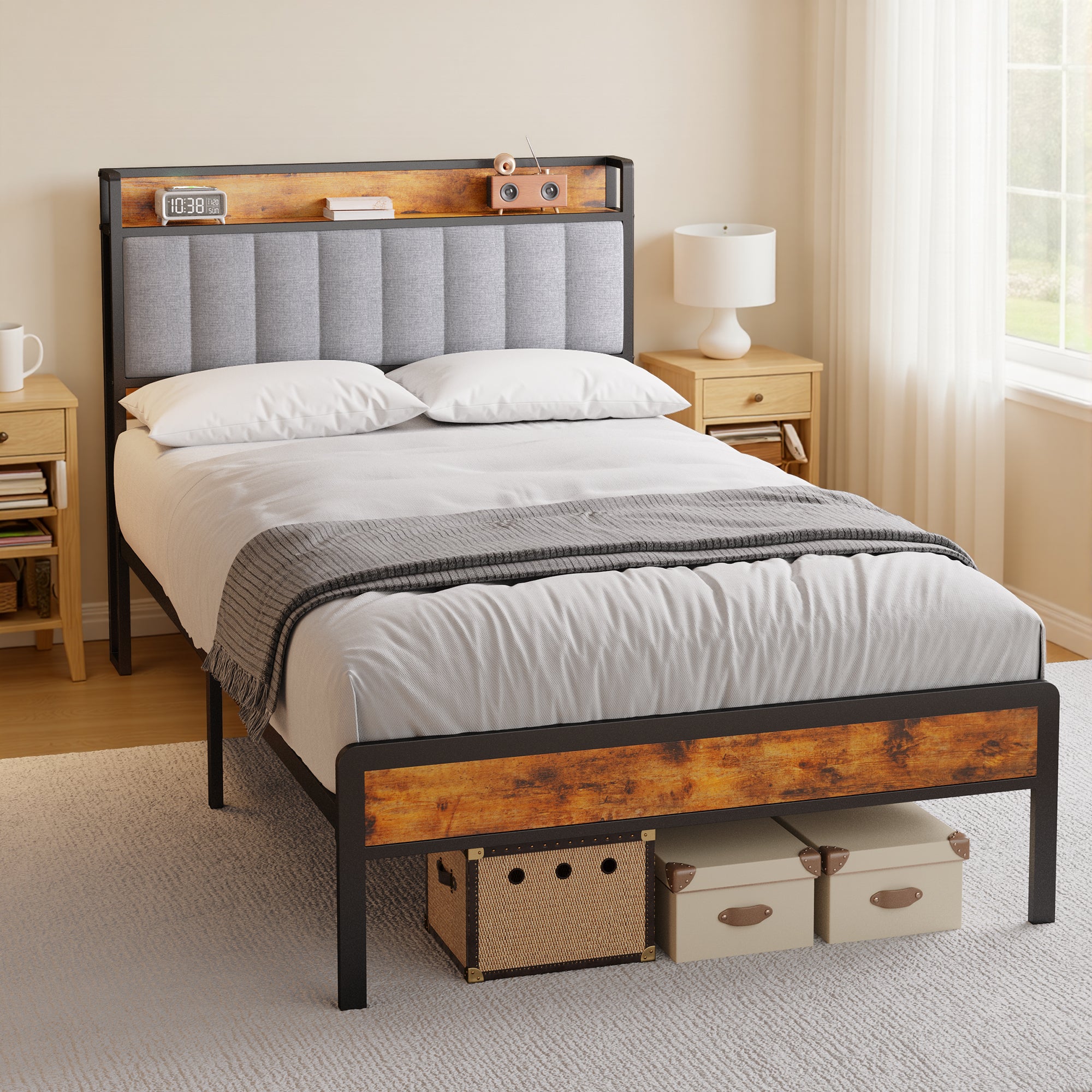 bealife-bf25-einzelbett-metall-grau-120-cm-mit-kopfteil-ablage image 8