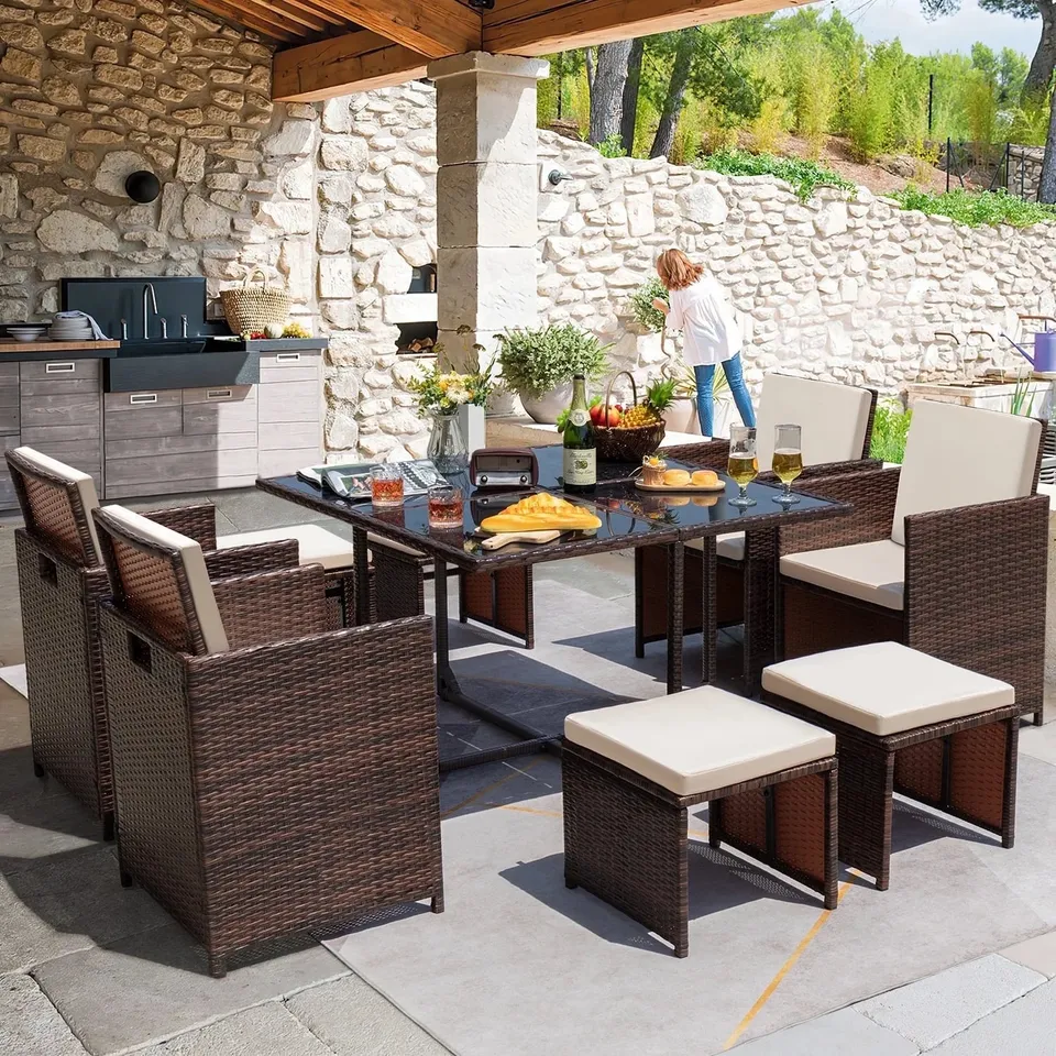 homall-patio-furniture-9-teilige-rattan-sitzgruppe-blau image 1