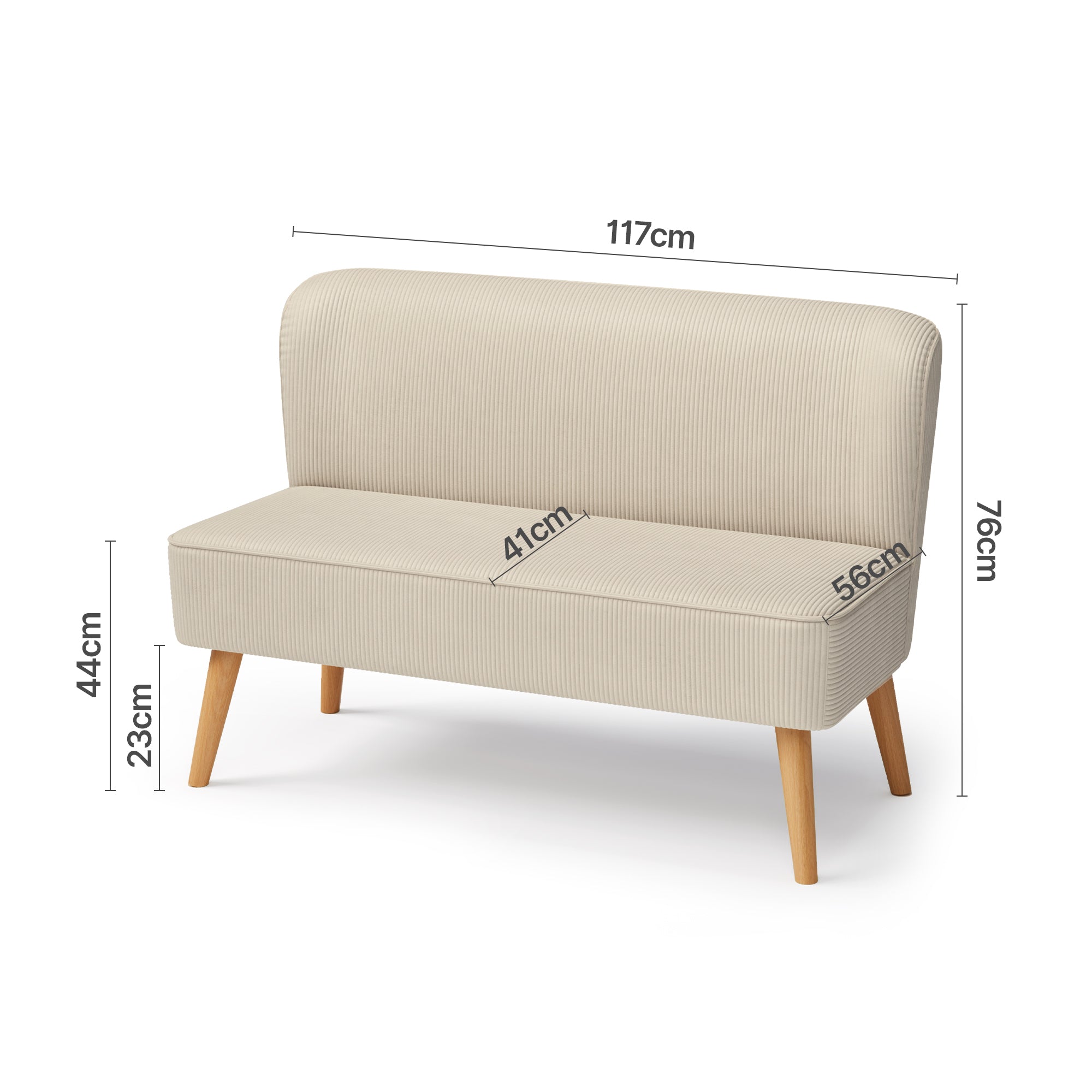 bealife-ar57-2-sitzer-sofa-cord-beige-117cm-mit-holzgestell image 3
