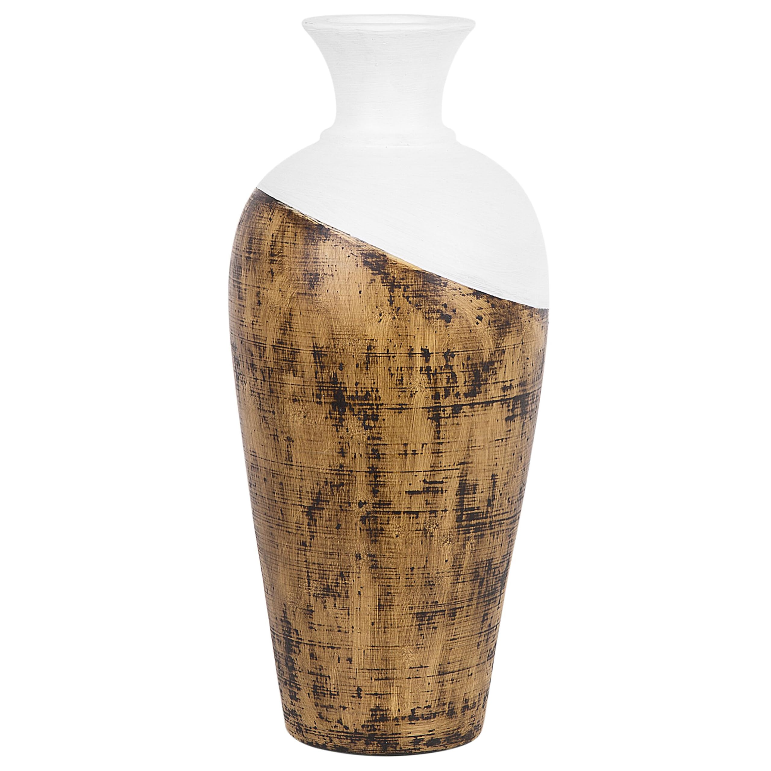 beliani-terrakotta-vase-braun-wei-used-look-deko image 4
