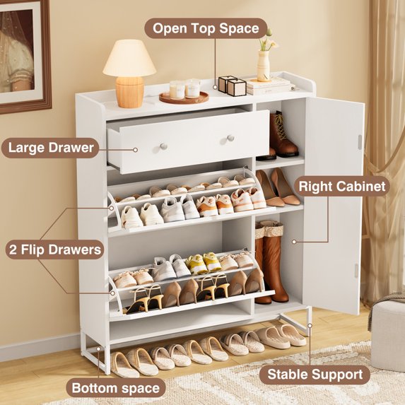 homall-shelf-schuhschrank-schwarz-kipp-t-ren-verstellbar image 2
