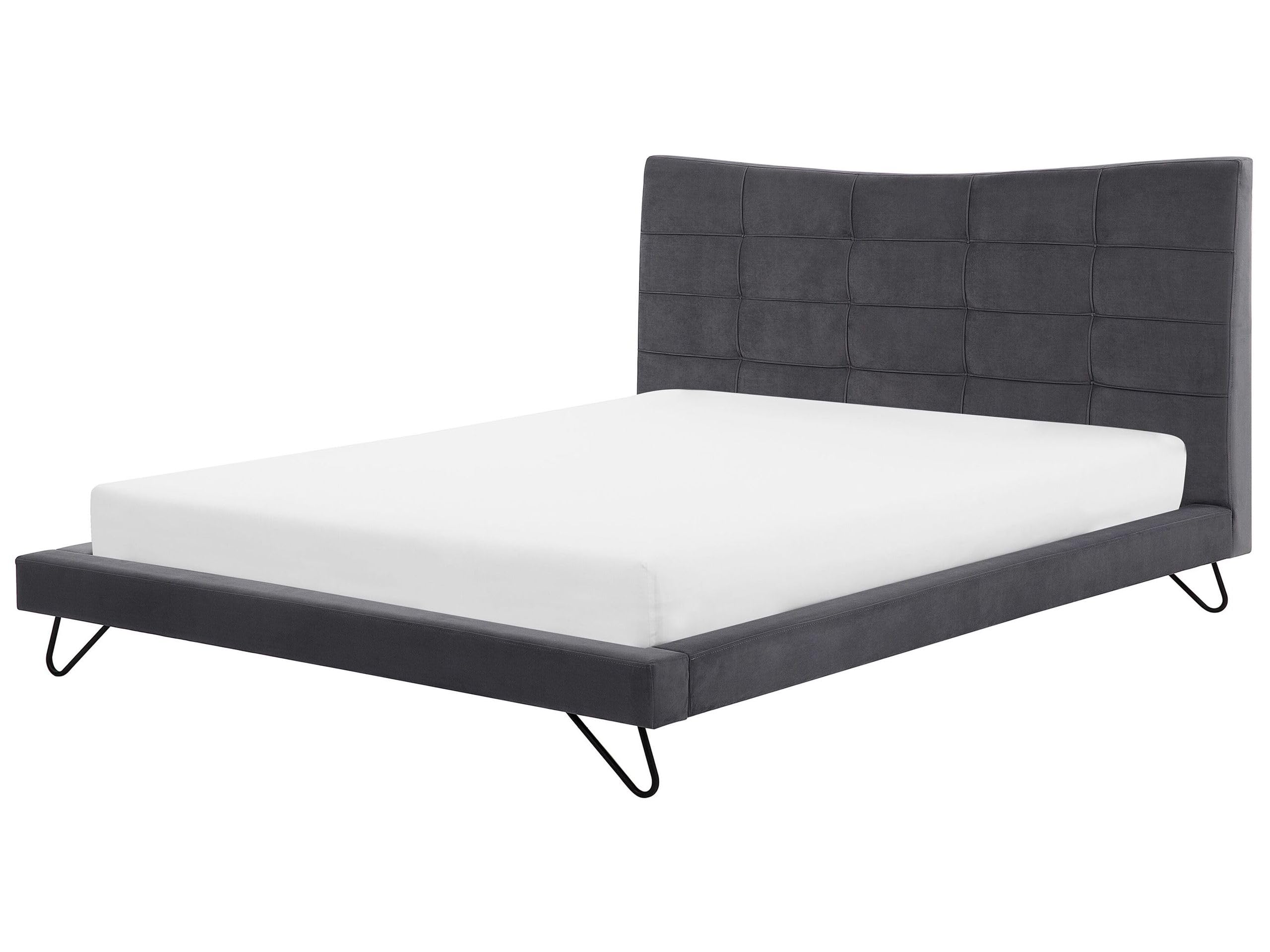 beliani-lannion-polsterbett-samt-180x200-cm-grau image 1