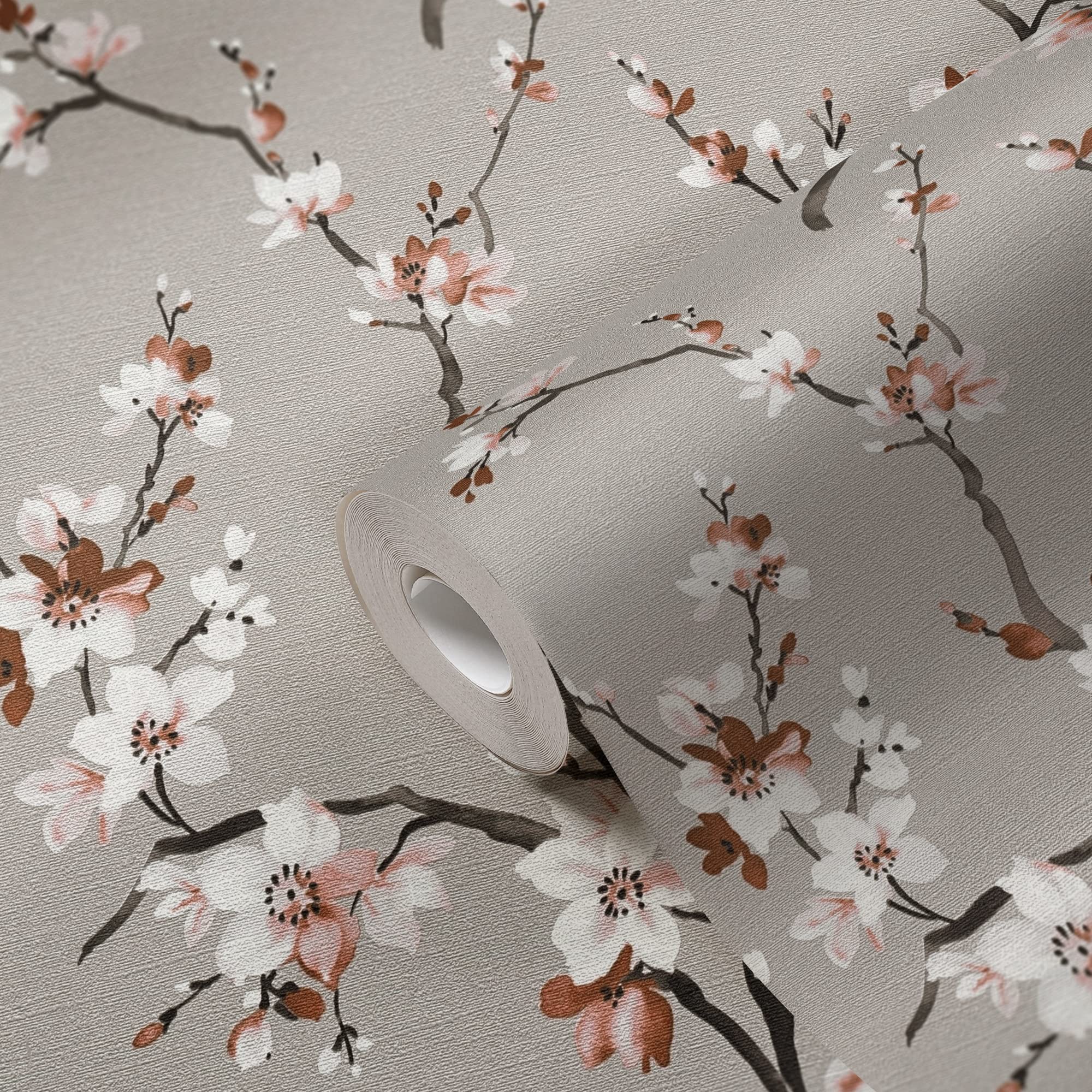 livingwalls-desert-lodge-vliestapete-grau-blumen-vintage image 1