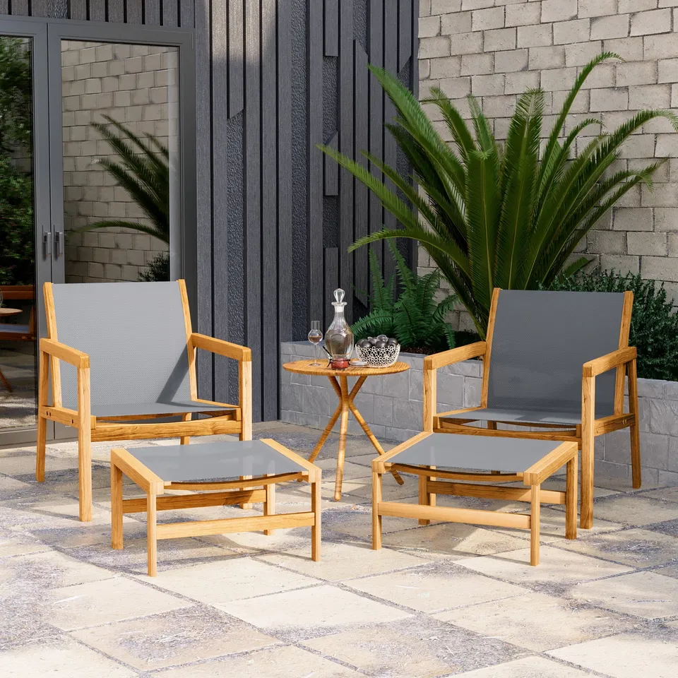 homall-patio-set-4-tlg-akazie-textilene-mit-hocker image 1