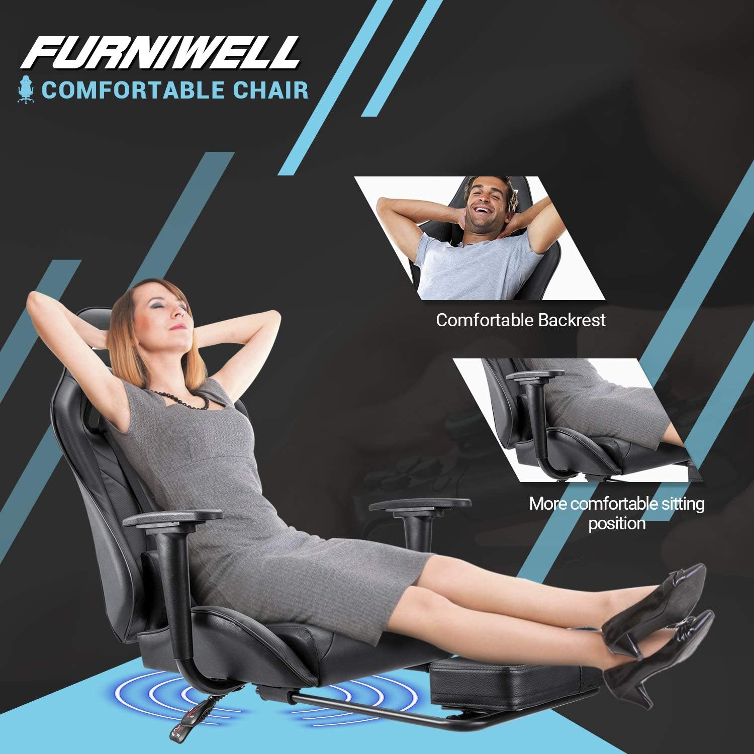 homall-gaming-chair-gamer-stuhl-schwarz-massage image 3