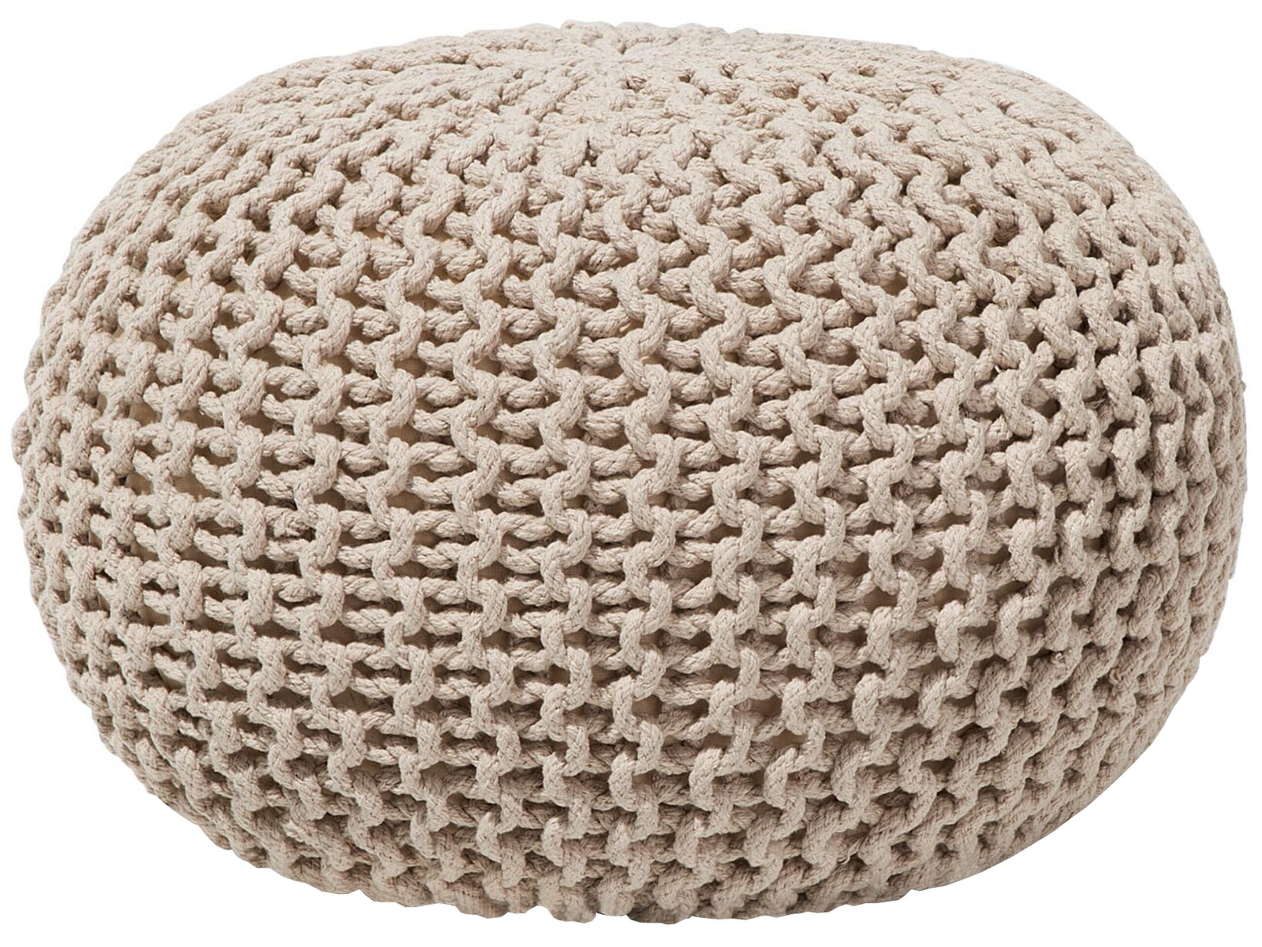 beliani-conrad-sitzpouf-beige-baumwolle-50x35-cm-strick image 1
